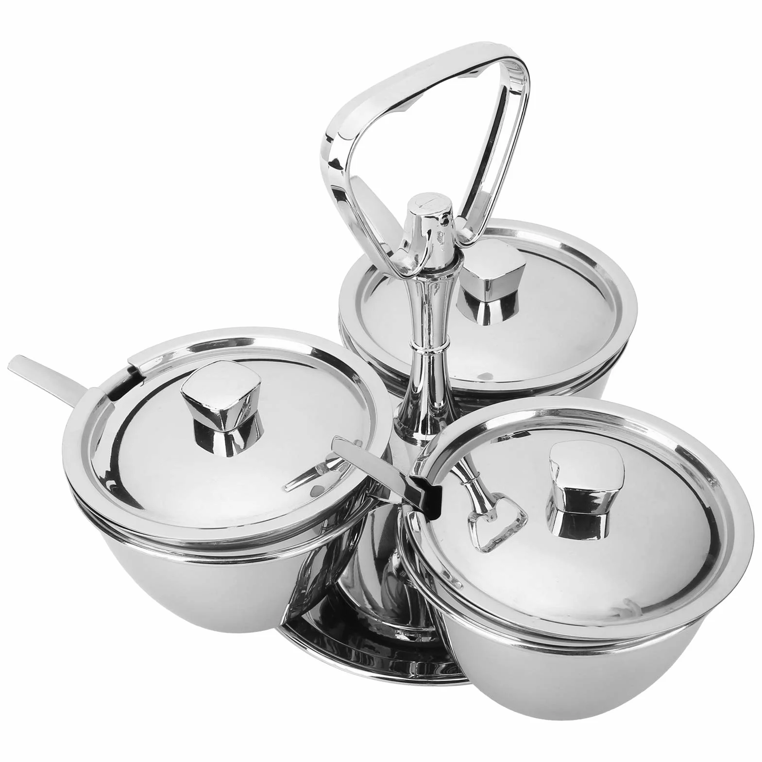 Obrotowy stojak na przyprawy, wykwintne rzemiosło stabilna podstawa mocny zestaw garnków do przypraw organizer na przyprawy dla kucharza na bar(J13390(3) Rotating seasoning pot three-piece set)