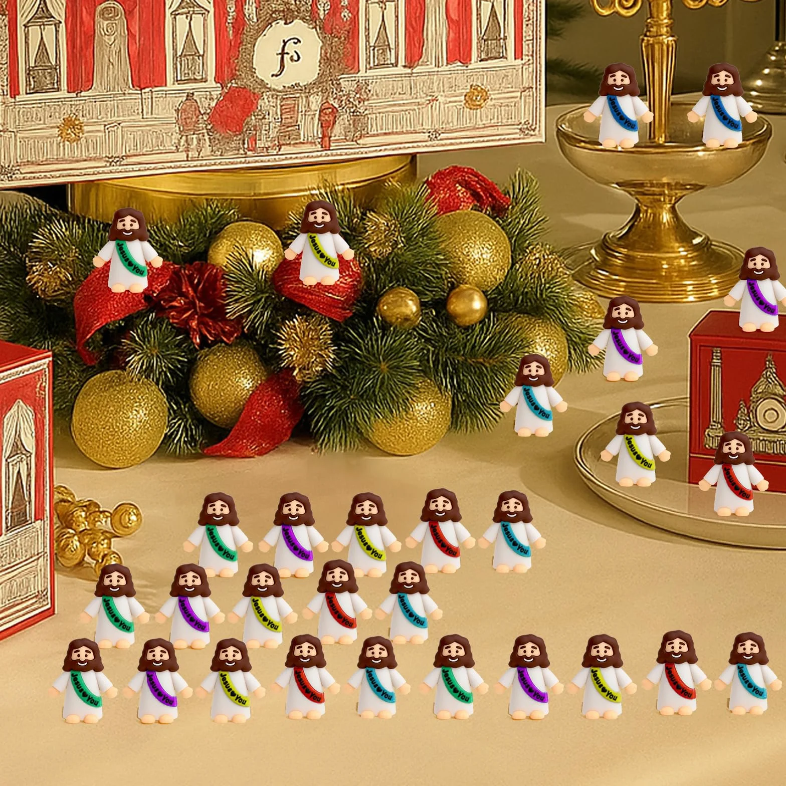 DAWRIS 30 sztuk mini figurek Jezusa zabawki chrześcijańskie, ozdoby wielkanocne, prezenty na chrzest, Boże Narodzenie
