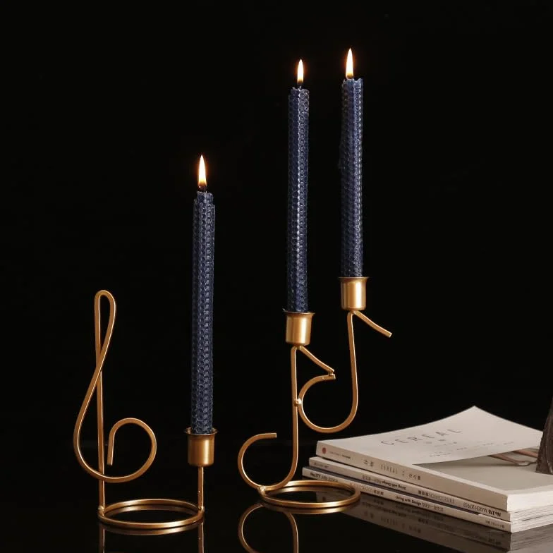 Świecznik Iron Art Nuty Muzyka Świecznik zapachowy Ozdoby Romantyczny ślub Kolacja przy świecach Nowoczesna Canlder (Color : 1 top golden)