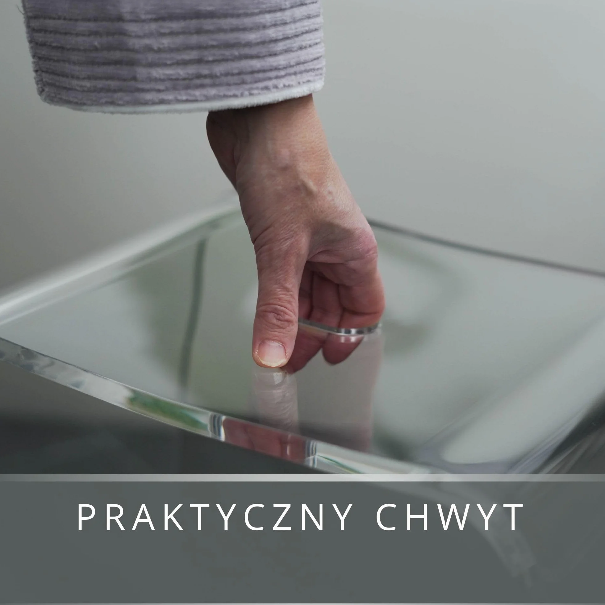 Stołek Łazienkowy Meran XL – Przezroczysty Taboret Akrylowy z Bardzo Dużym Siedziskiem – Nowoczesny Stołek Prysznicowy z Uchwytem i Gumowymi Nóżkami (do 180 kg)