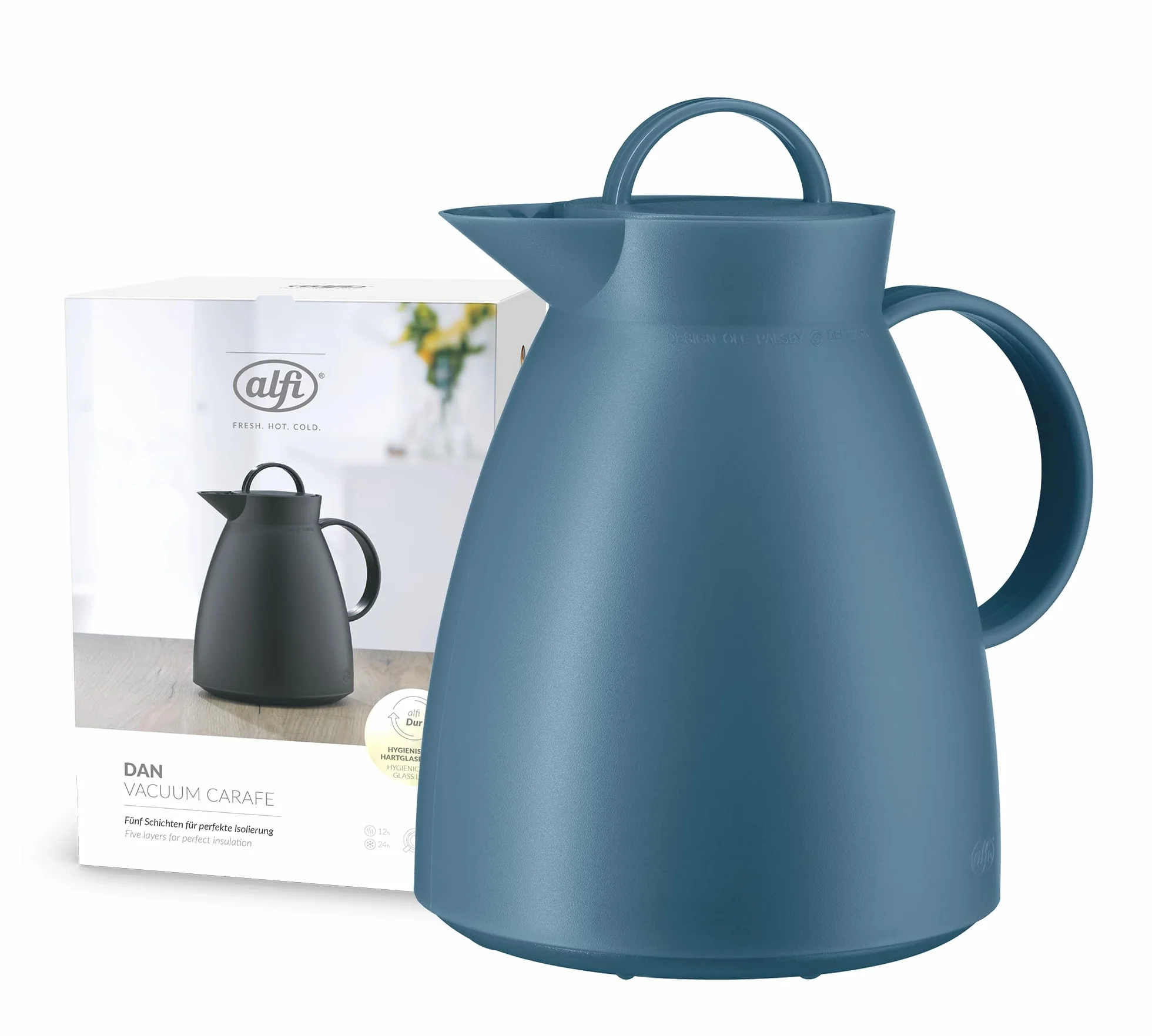 alfi 0935.060.100 Dan dzbanek termiczny, 1 l, tworzywo sztuczne matowe, Vintage Indigo
