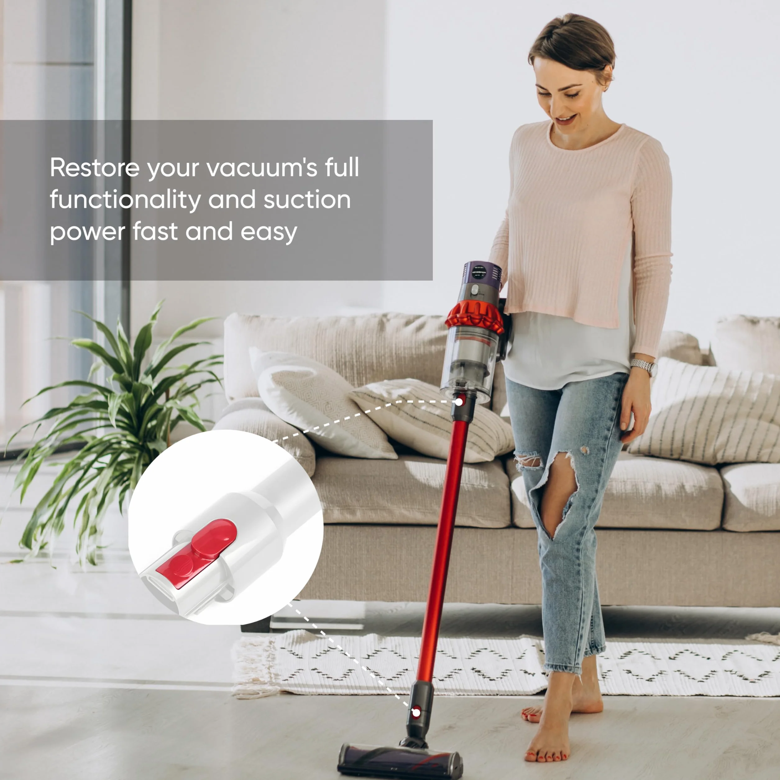 Zestaw 2 gałek blokujących, kompatybilne z odkurzaczem Dyson ze sprężyną do szczotki V10, V11, V8, V7 V15, części zamienne, rurki V10 i rurki Dyson V11, 2 szt