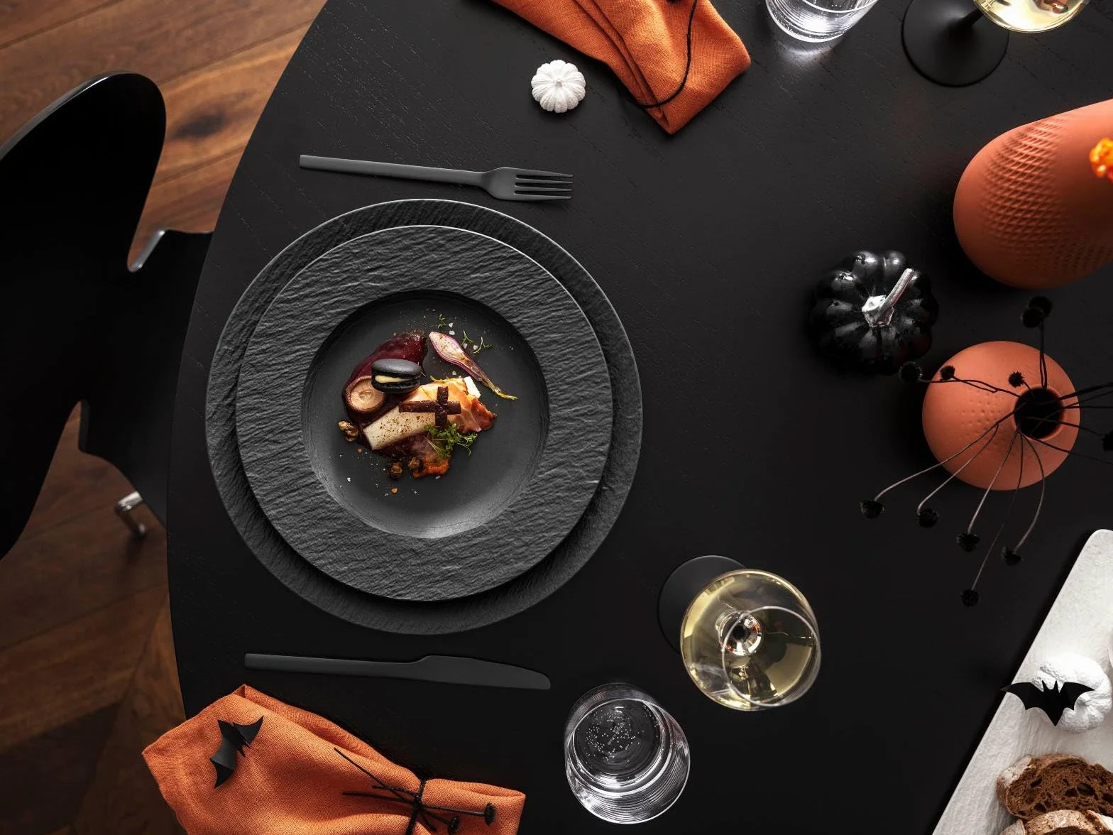 Villeroy & Boch – Manufacture Rock talerze do makaronu, 6 talerzy, porcelana Premium, można myć w zmywarce, można używać w kuchence mikrofalowej, kolor czarny