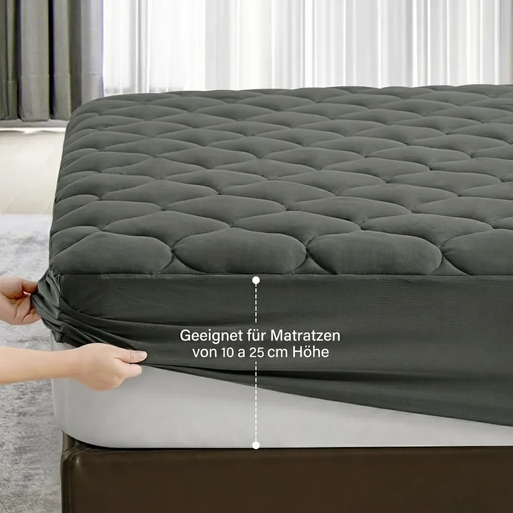 Materac wierzchni 120 x 200 cm nakładka pikowana oddychająca z głębokimi kieszeniami ochraniacz do prania