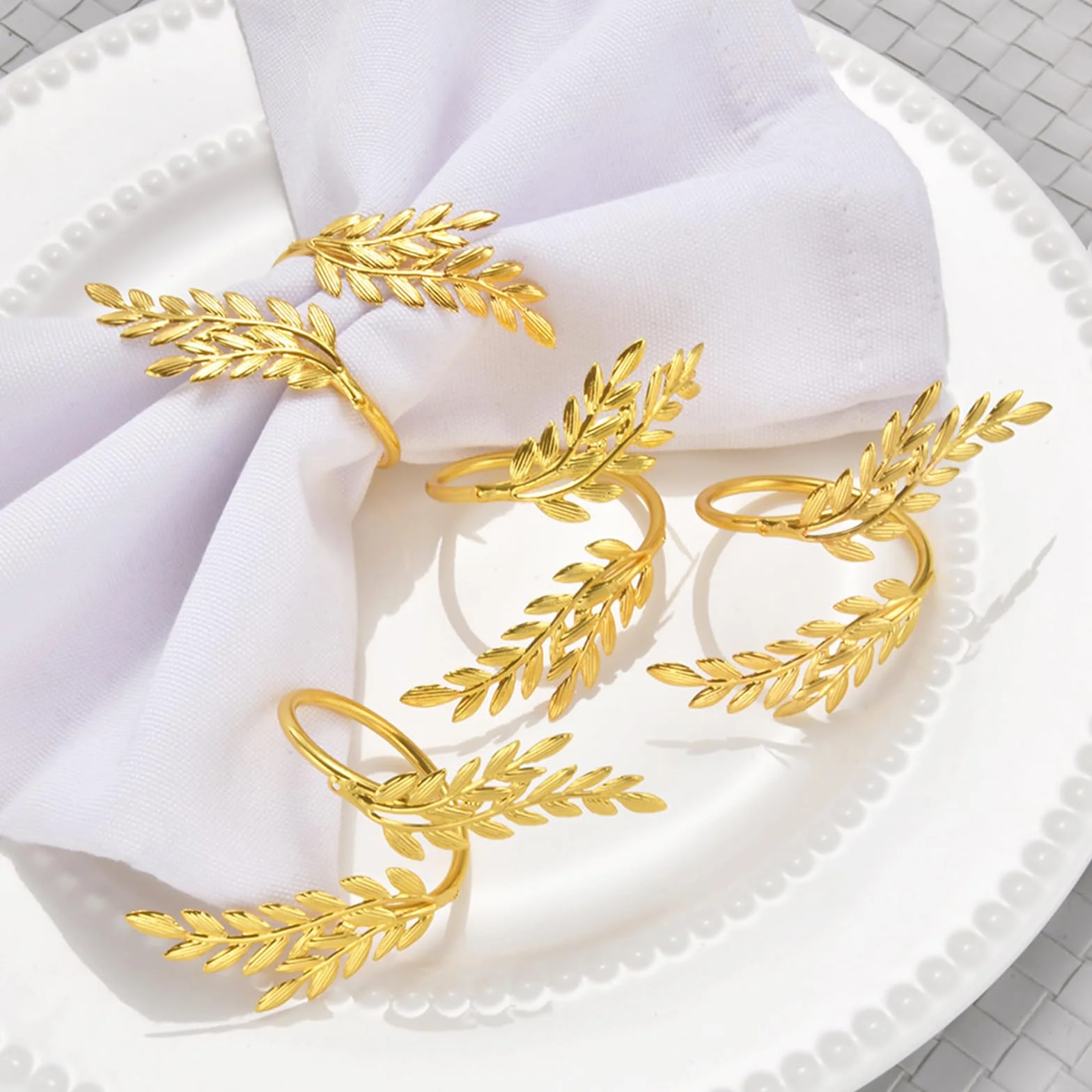 12 sztuk pierścieni na serwetki, Counius złote pierścienie na serwetki, eleganckie metalowe pierścienie na serwetki, w stylu vintage, do dekoracji stołu, na Walentynki, Wielkanoc, wesele, Boże