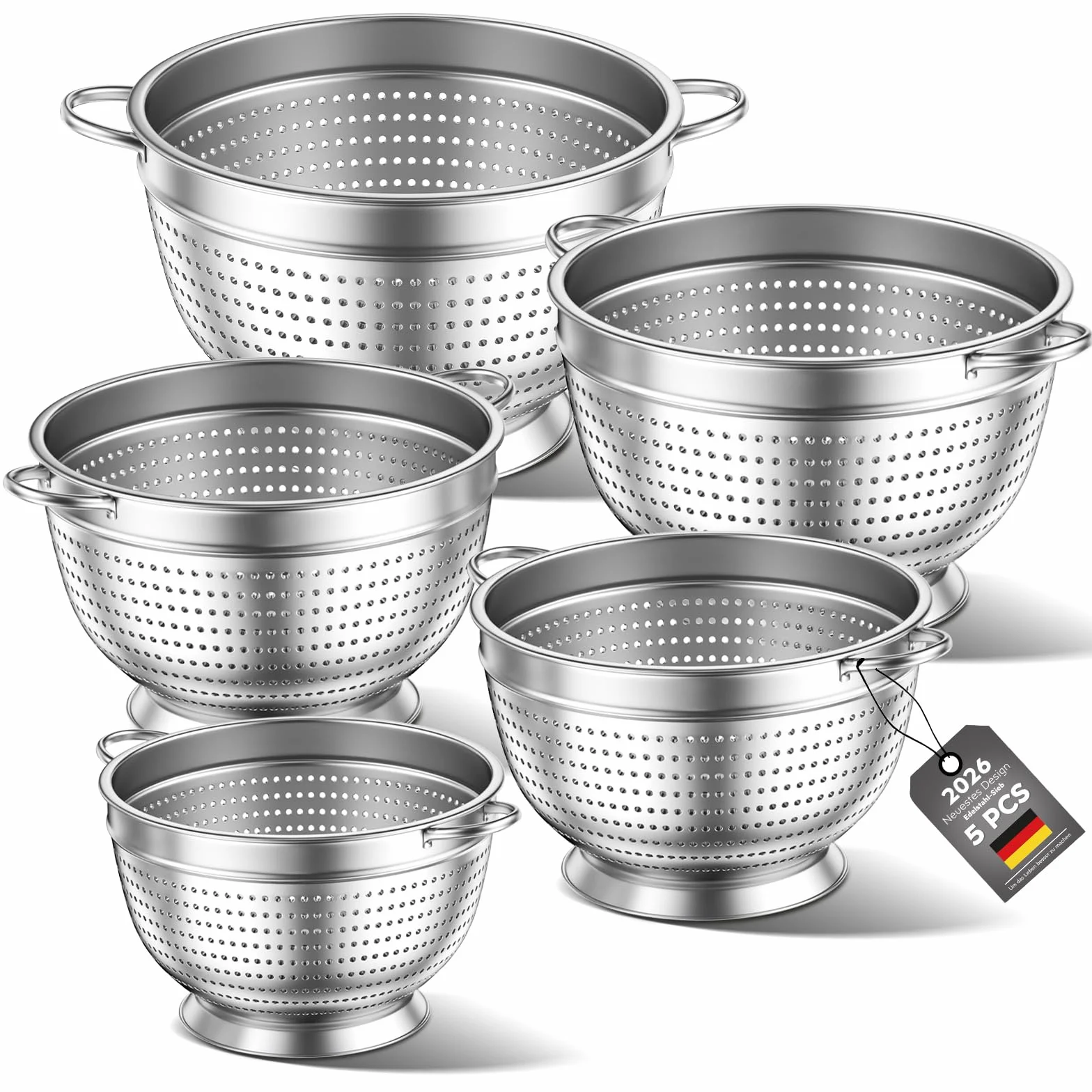 Sitko kuchenne ze stali nierdzewnej, 20/24/26 cm, metalowe sitko kuchenne z uchwytem – sitko o drobnych oczkach do mycia makaronu, warzyw, owoców i ryżu (5)
