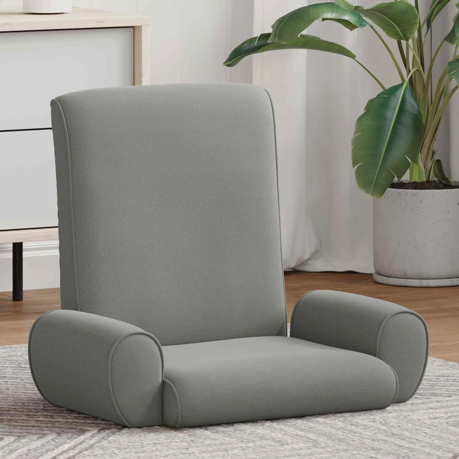 Regulowane krzesło podłogowe, ciemnoszare, gruby, welurowy, tapicerowane pod wieloma kątami, składane i ergonomiczne, do salonu, sypialni, medytacji gier, jogi, czytania