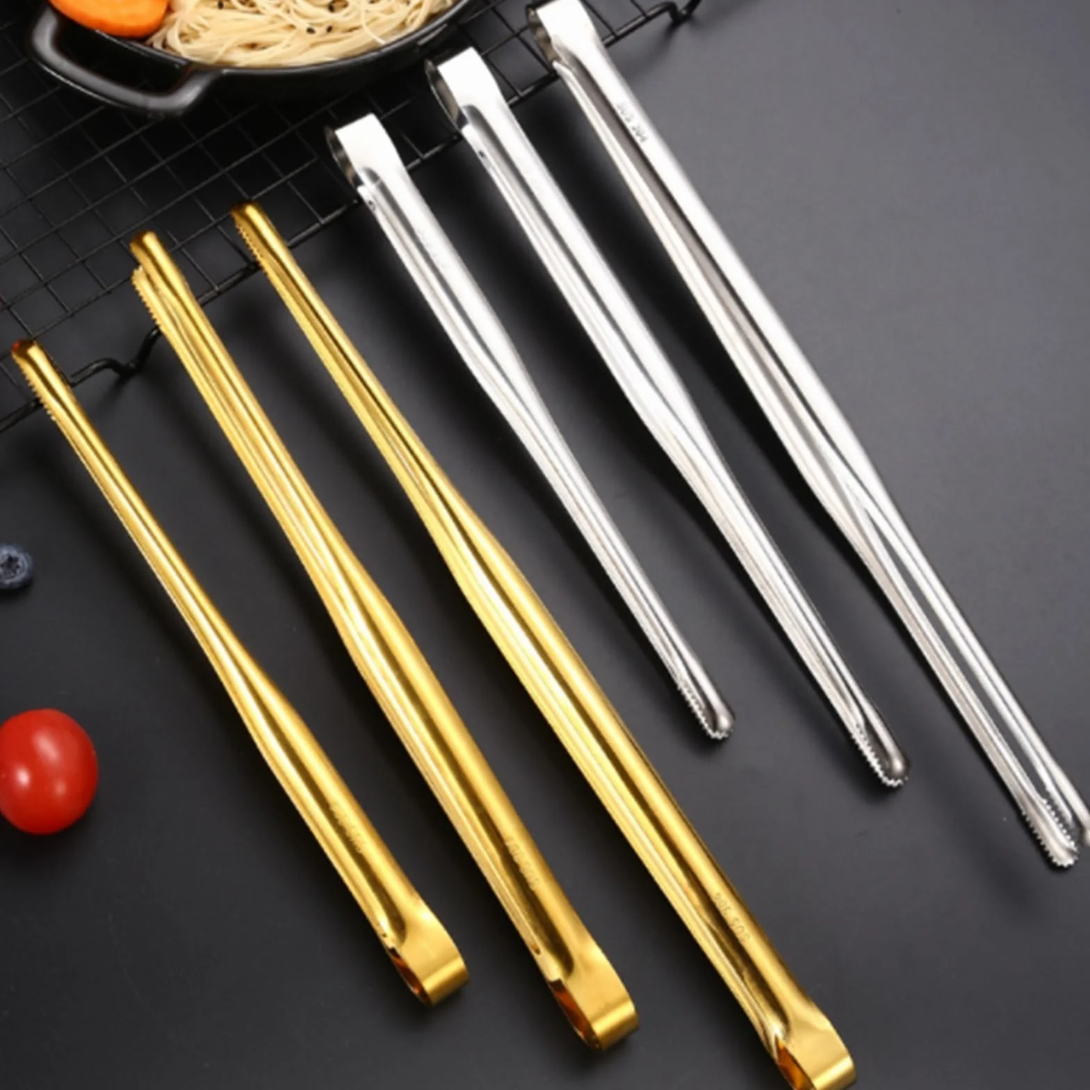 Szczypce Do Serwowania Koreańskie Szczypce Do Grilla Szczypce Do Grilla Ze Stali Nierdzewnej Szczypce Kuchenne Przenośne Szczypce Do Gotowania(19cm)
