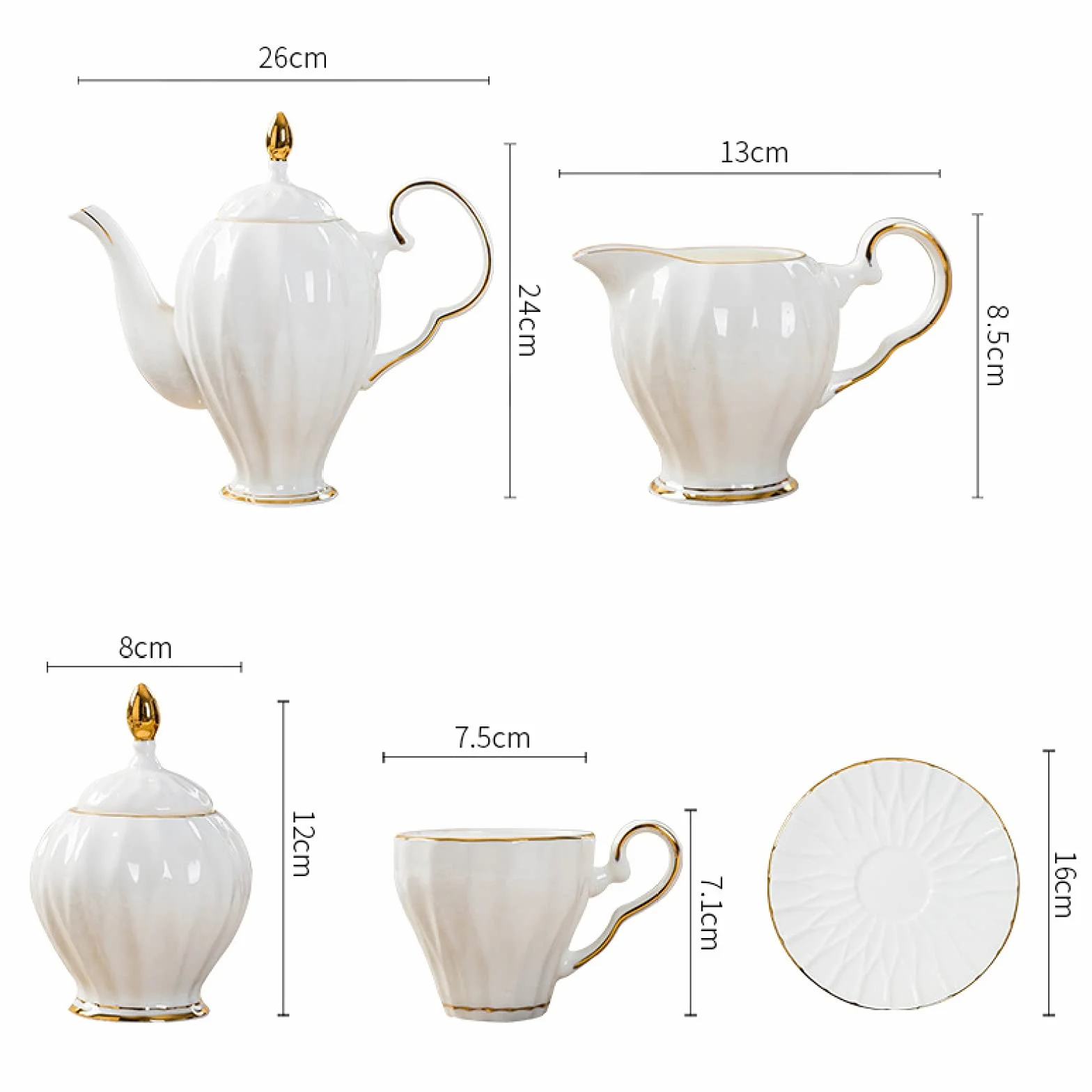 Porcelanowy zestaw do herbaty, zestaw do herbaty dla dorosłych Porcelanowa kawa i herbata zestawy upominkowe filiżanki i dla 6 osób z ceramicznym czajniczkiem, cukiernicą