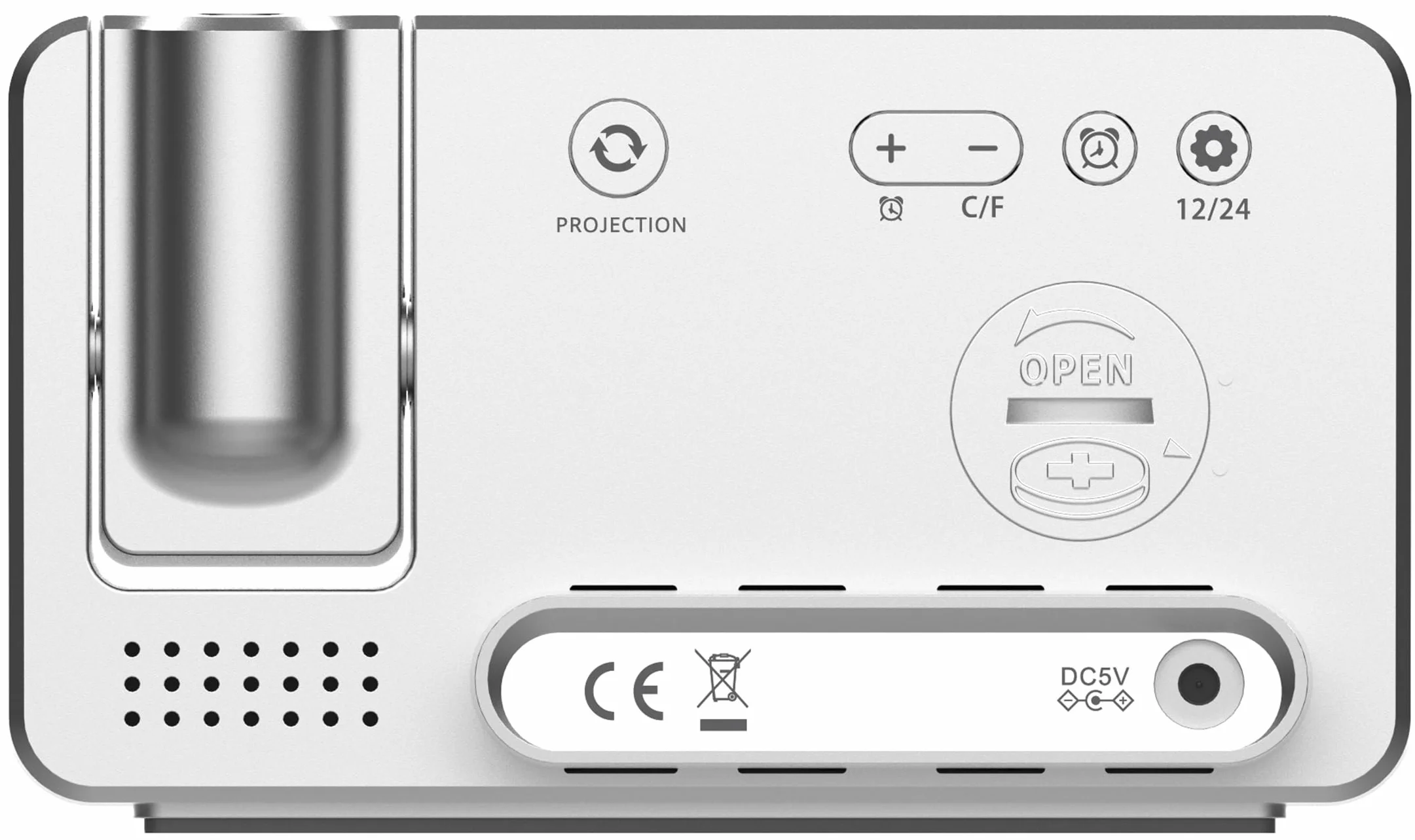 Technoline WT534 budzik z projektorem, zegar radiowy, projekcja temperatury i godziny, srebrny