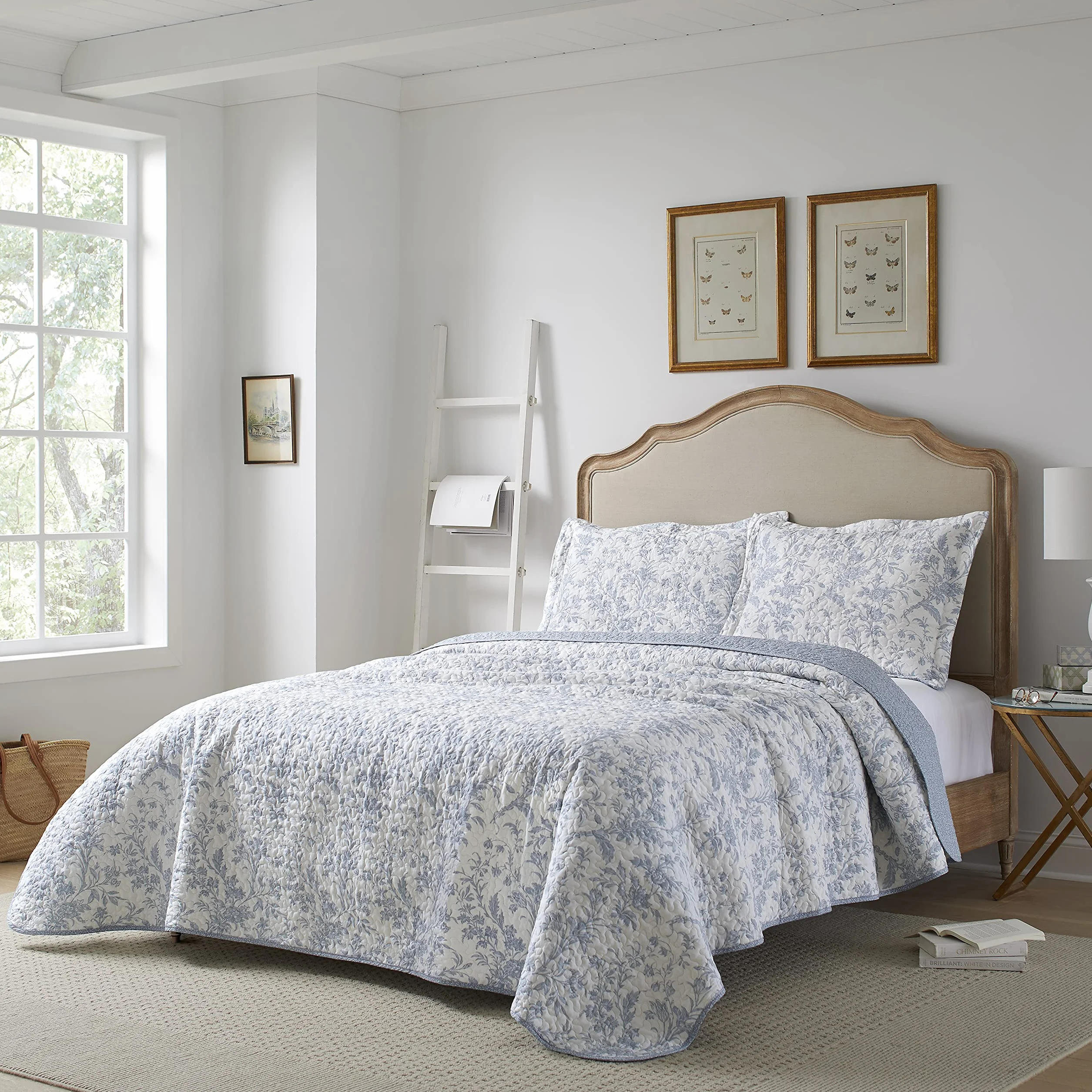 Laura Ashley Home - Kolekcja Amberley - zestaw kołder, 100% bawełna, oddychająca i lekka, dwustronna pościel, wstępnie sprana dla dodatkowej miękkości, podwójna, niebieski spa