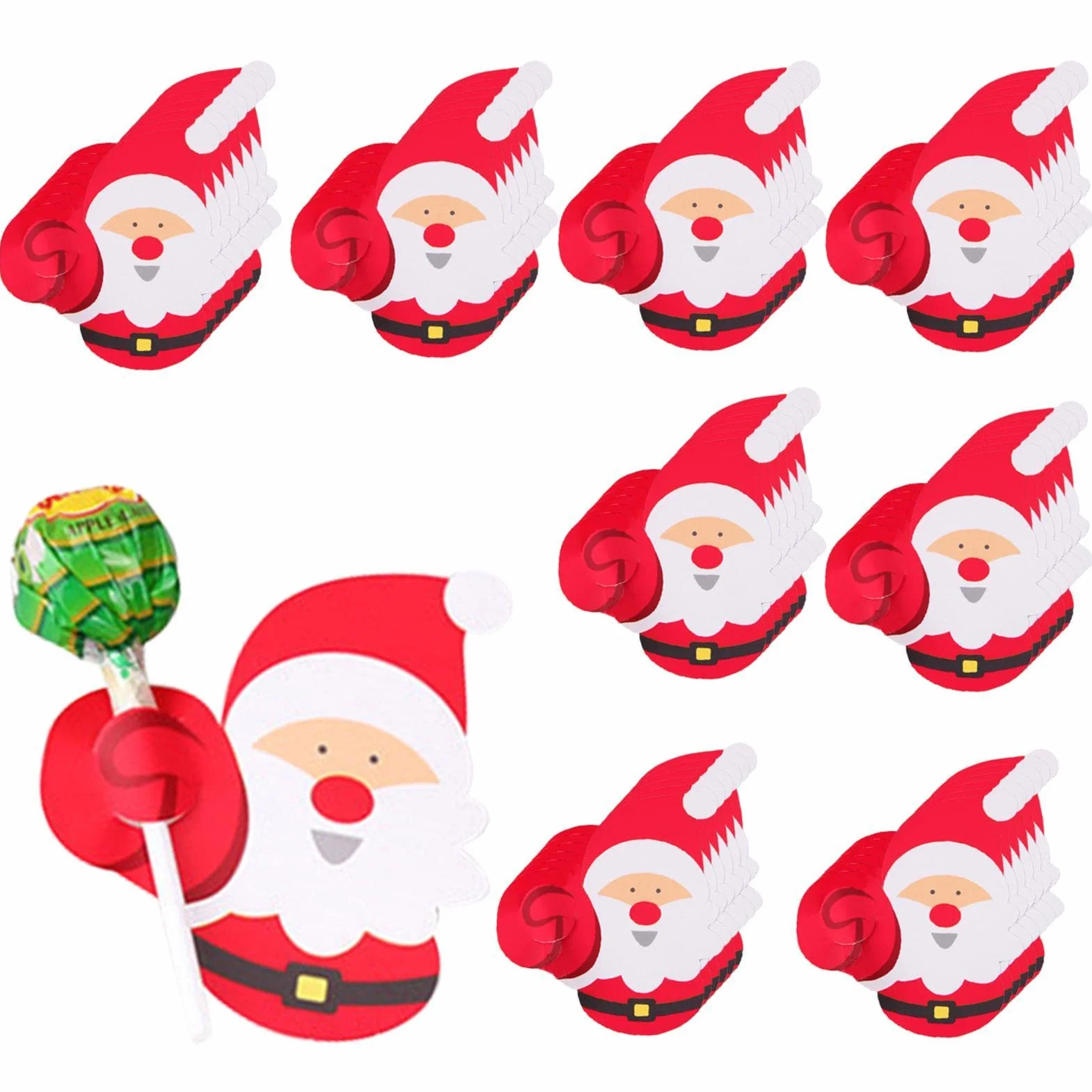 JINGLING Kartka ze s?odyczami - 50 sztuk ?wi?tecznych kartek z pakietem s?odyczy na lizaki, ?wi?teczne lizaki, dekoracje ?wi?teczne, ?wi? Miko?aj/pingwin kandicucker dekoracja opakowanie