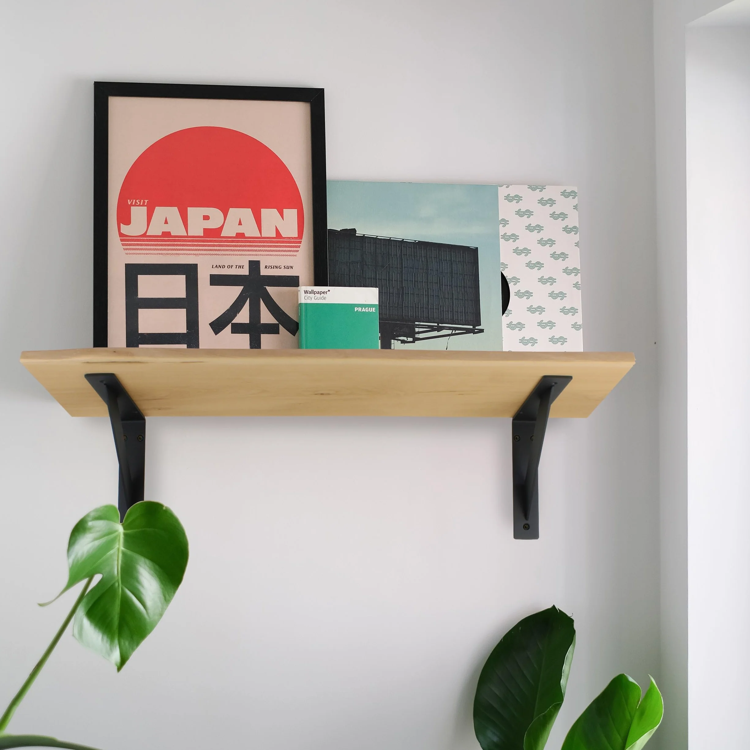 1 x designerska półka regałowa Live Edge dąb | lite drewno naturalne, dno regału, krawędź drzewa, regał wiszący, półka ścienna do salonu (20-25 cm G, 200 cm szerokość)