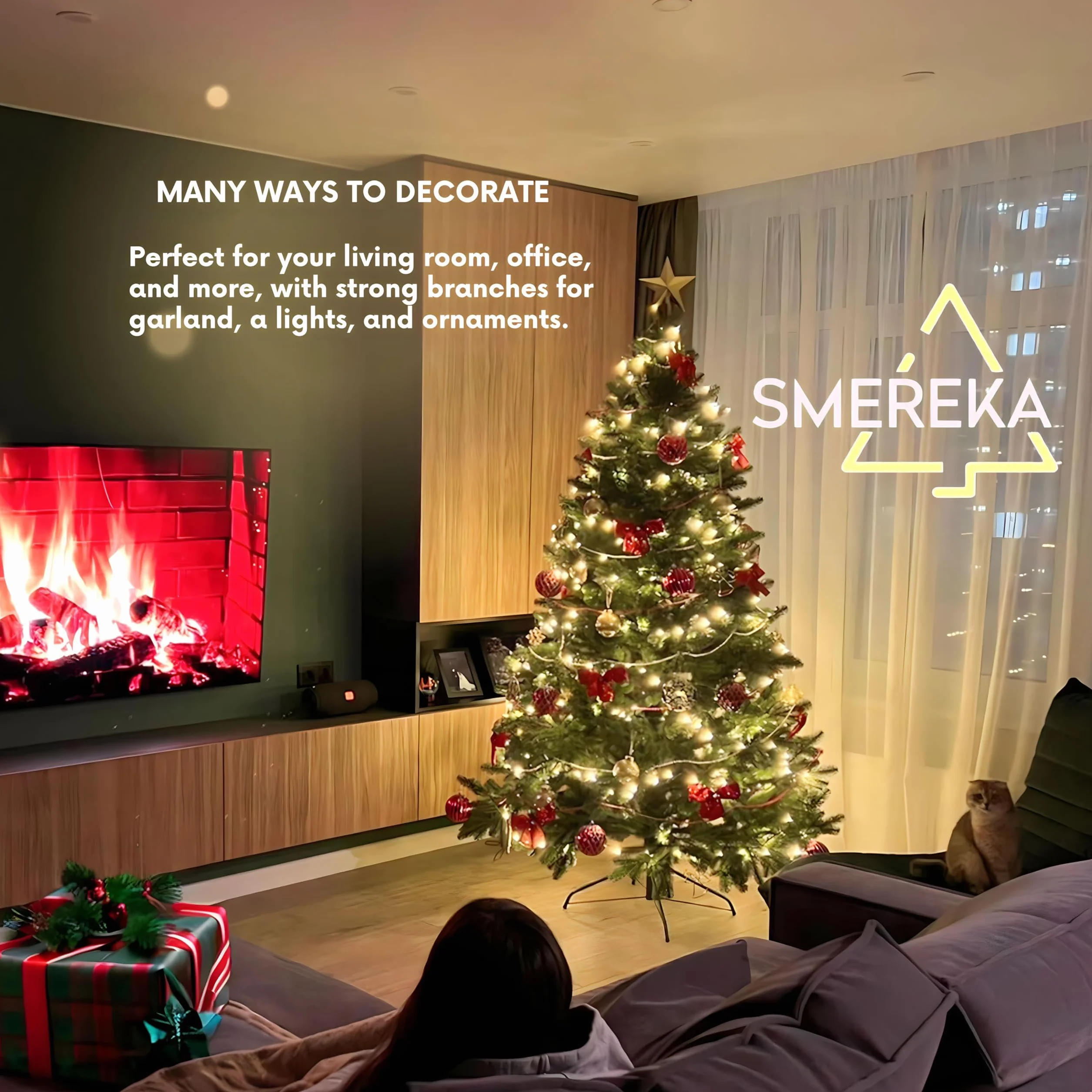 SMEREKA® Choinka Sztuczna 120 cm Jak Żywa [100% Odlew PE, Made in EU] Premium Gęsta Jodła Nordmanna - Naturalnie Wyglądająca Gałązka Christmas tree