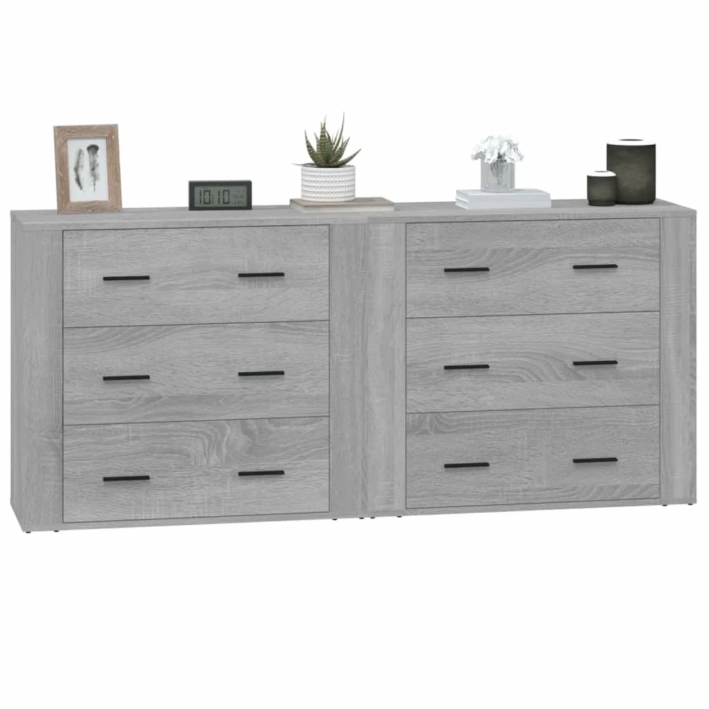 Kredensy zestaw 2 sztuk, szare drewno Sonoma, 80 x 33 x 70 cm, z dużą ilością miejsca do przechowywania do salonu, kuchni, korytarza, uniwersalna szafka do przechowywania