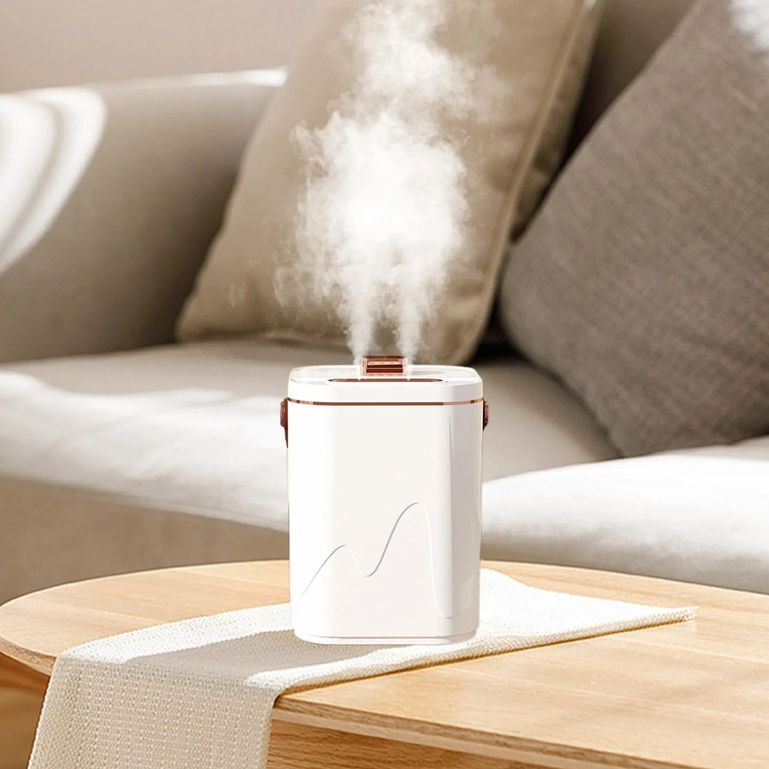 1.8L Ultrasonic Air Humidifier - Portable Mist Humidifier | 20x12cm Rechargeable Humidity Device with Spray Function, ABS Housing Moisturizer with Night Lamp, Room Air Humidity Appliance