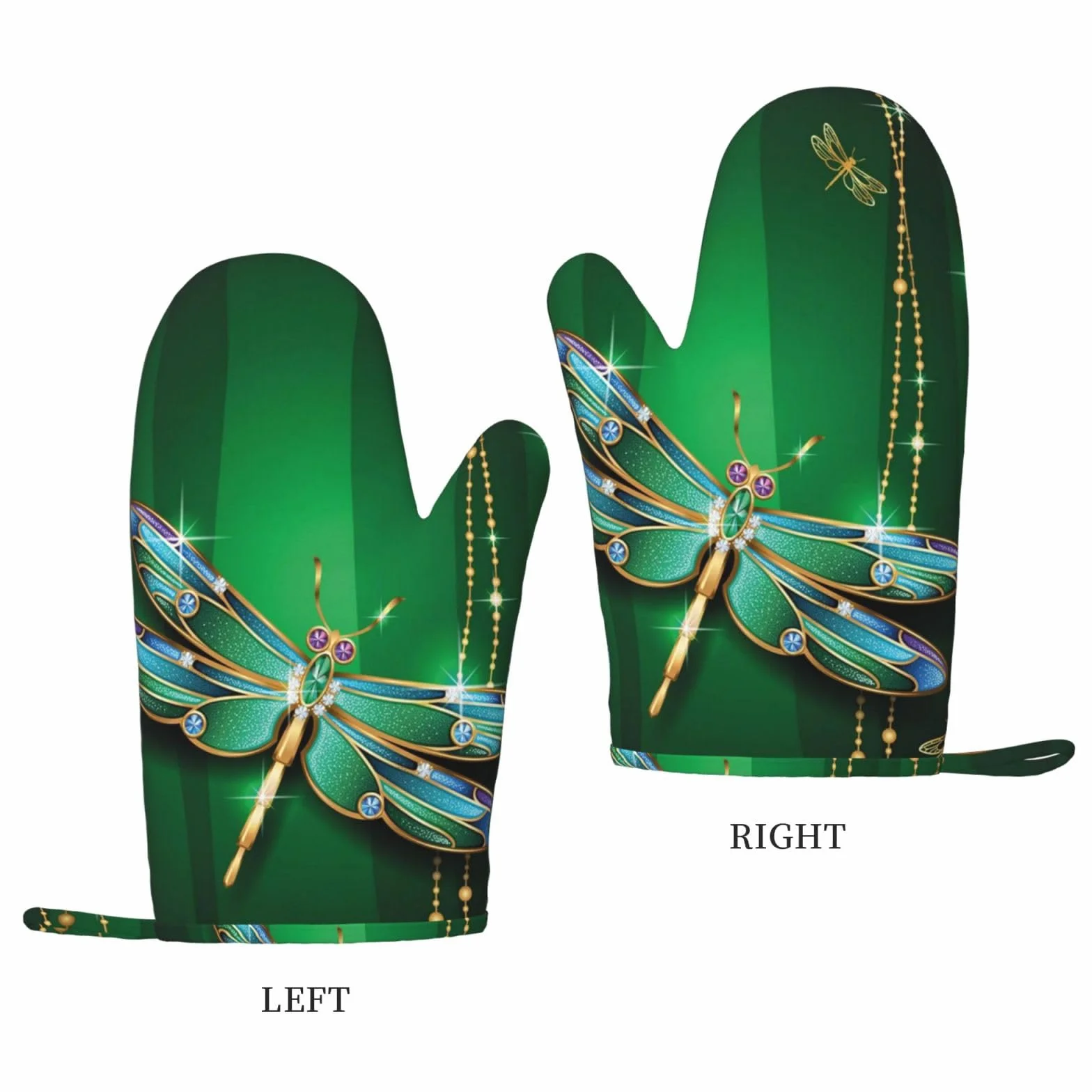 Jewel Dragonfly drukowane żaroodporne rękawice i podkładki silikonowe rękawice kuchenne