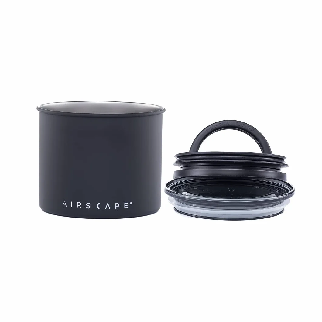 Whew Airscape Kaffee Vorratsdose luftdicht Edelstahl Lebensmittelbehälter Zwei-Wege-CO2 Ventil Klein Matte Black