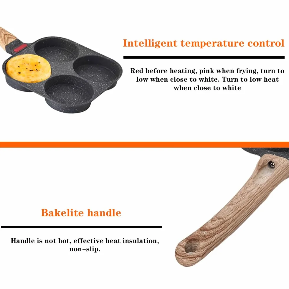 CEWROM Patelnia do naleśników, patelnia Pankache Aluminiowa patelnia do naleśników, nieprzywierająca patelnia do omletu z 4 foremkami, do smażonych jajek do hamburgerów, stków, jajek smażonych