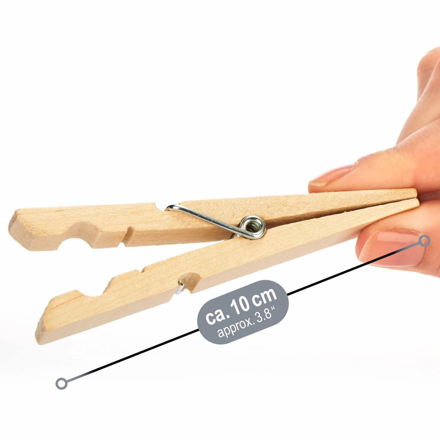 COM-FOUR® 100x XXL Drewniane spinacze do bielizny - trwale drewniane klamerki z drewna brzozowego - klamerki do wieszania ubran, ok. 10 cm (100 sztuk - brzoza - XXL)