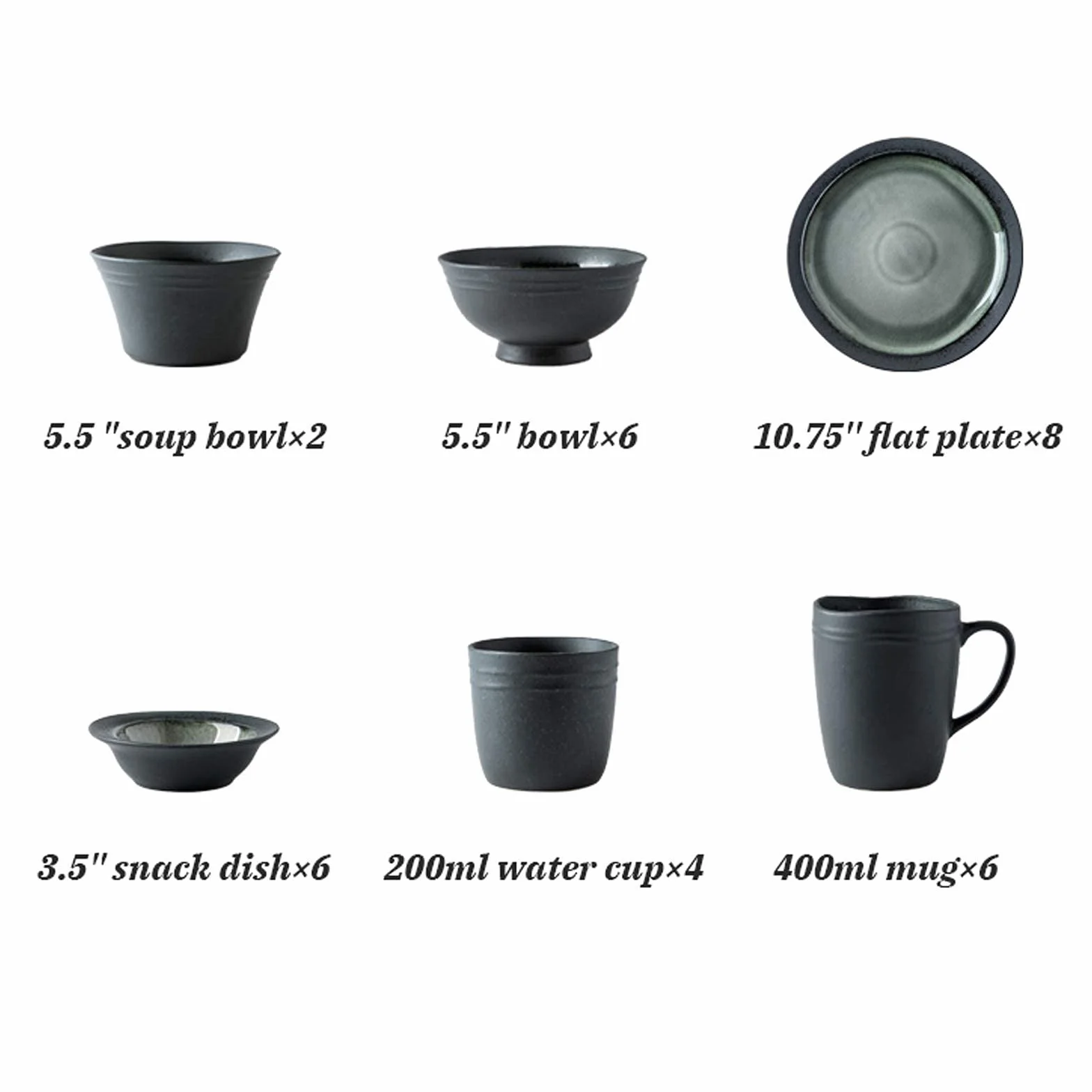 Stylowe talerze obiadowe, zestawy porcelanowej zastawy stołowej, 32-elementowy zestaw obiadowy z ceramiki w stylu retro z glazurą lodową | Zestawy misek do płatków śniada