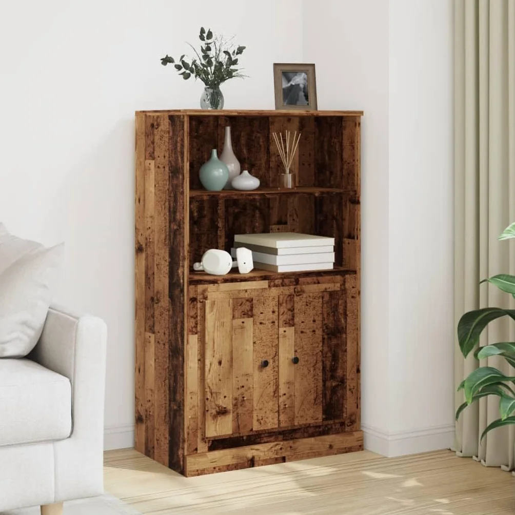 Générique Bufet o wysokim starym drewnie inżynieryjnym 60x35,5x103,5 cm, meble do salonu z drzwiami i dużą przestrzenią do przechowywania, ponadczasowy minimalistyczny design