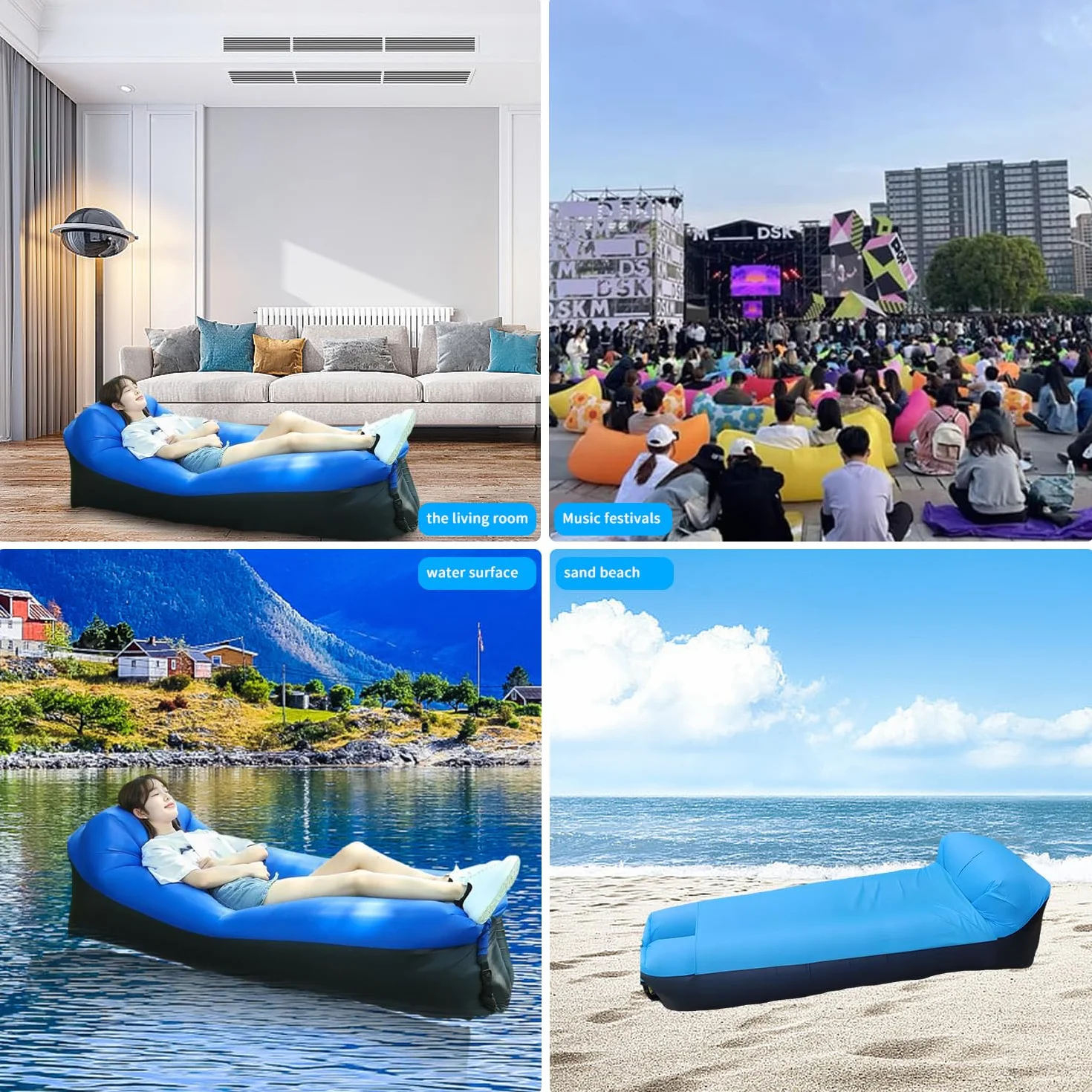 Nadmuchiwana sofa – sofa dmuchana na kemping i do aktywności na świeżym powietrzu – nadmuchiwana sofa do ogrodu – nadmuchiwana leżanka / kanapa dla komfortu na świeżym powietrzu – worek do