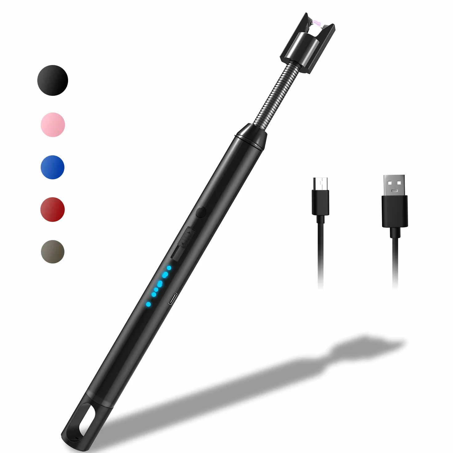 Zapalniczka łukowa, ładowana przez USB, zapalniczka elektryczna, wiatroszczelna, bezpłomieniowa, elektroniczna, do zapalania świec, kuchenek gazowych (czarna)