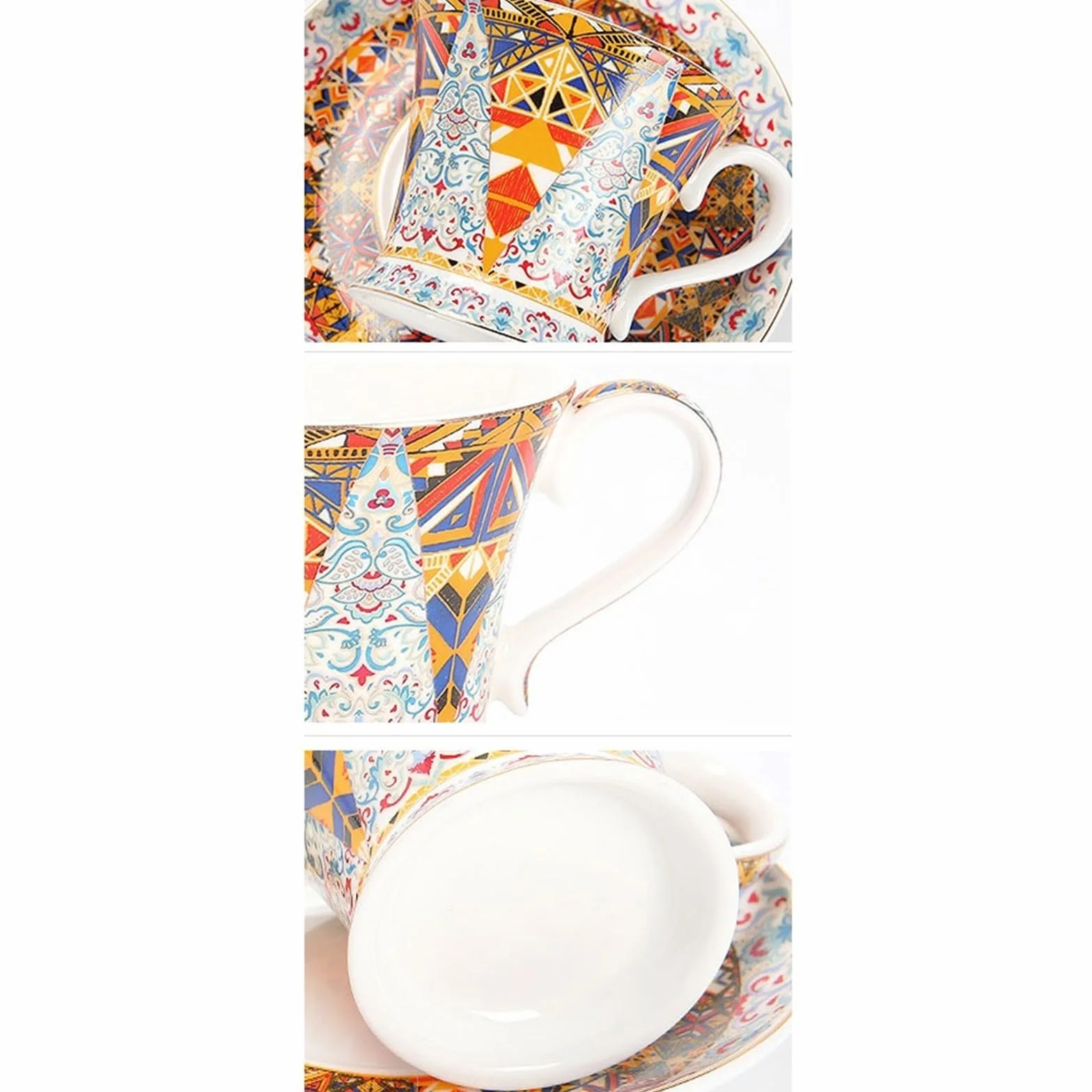 Wykwintne wysokiej jakości wykwintne kubki do kawy i spodki z porcelany kostnej zestaw vintage popołudniowa herbata zastawa stołowa talerze przekąski pudełko zestaw do domu biura