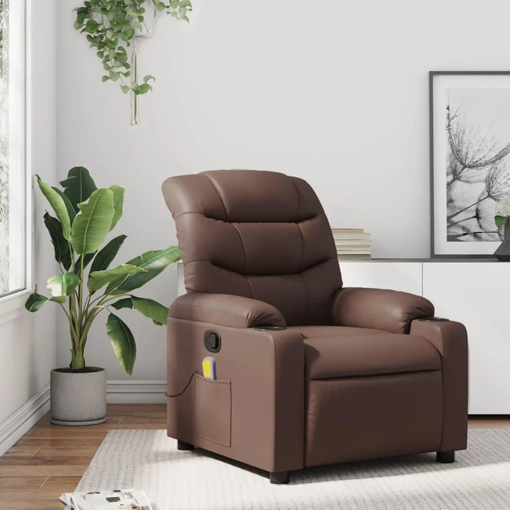 ShGaxin Fotel do masażu z brązową skórą syntetyczną, fotel relaksacyjny, fotel do masażu, fotel relaksacyjny elektryczny, fotel relaksacyjny do domu, fotel relaksacyjny, wygodne fotele, sofa Tantra