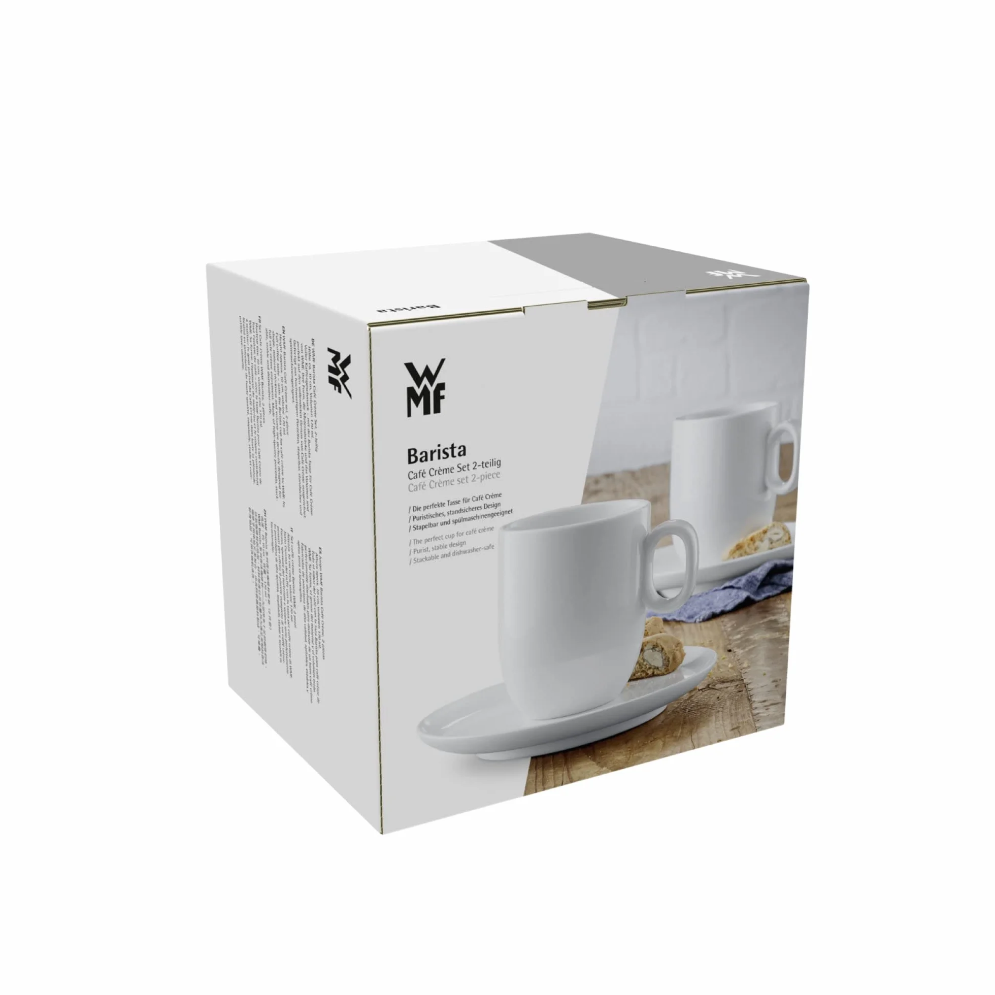 WMF Barista 4-częściowy zestaw filiżanek do kawy, dwie filiżanki do kawy 170 ml ze spodkami do Cafè Crème, filiżanki do cappuccino, porcelanowe szklanki do kawy, nadają się do mycia w zmywarce, kolor