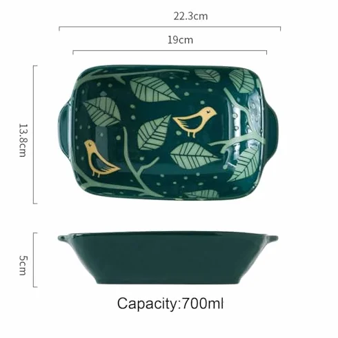 Ceramiczne naczynie do pieczenia, prostokątne naczynia do zapiekanek i ciast, bezpieczne w piekarniku i trwałe naczynia do pieczenia z uchwytami