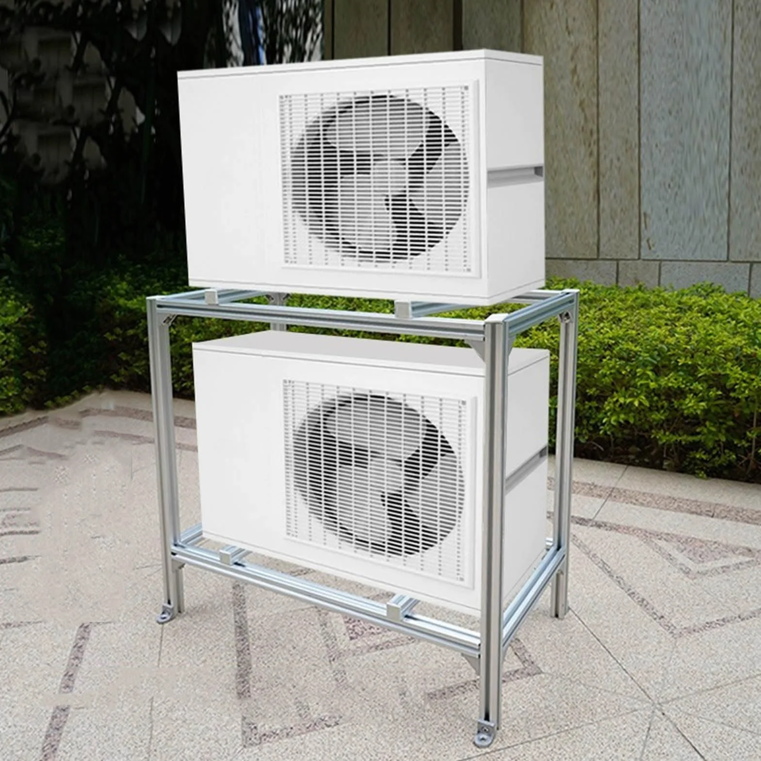Wytrzymały mini podzielony stojak na klimatyzator, dwuwarstwowe uniwersalne wsporniki montażowe A/C do systemów HVAC i pomp ciepła, amortyzujący skraplacz