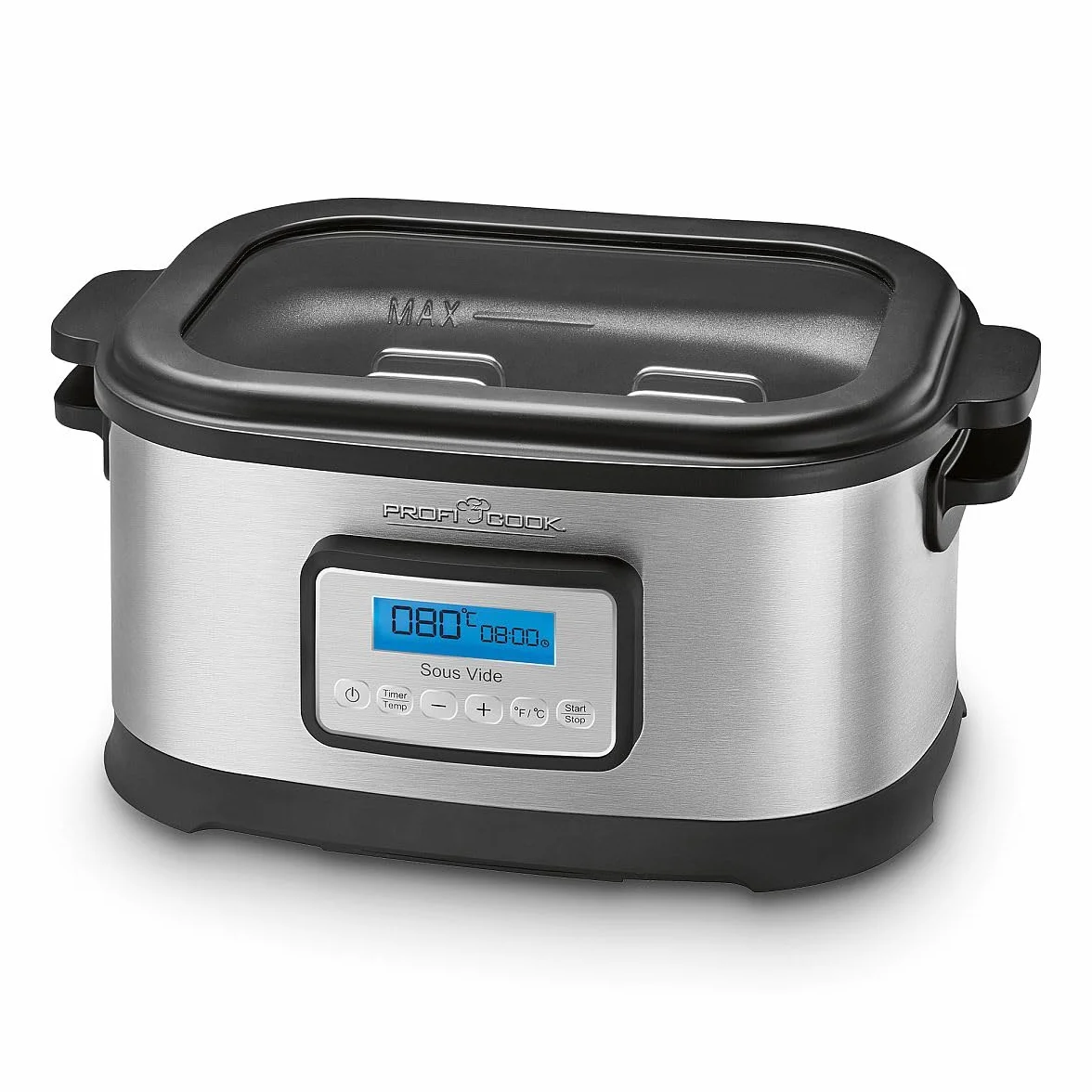 ProfiCook PC-SV 1112 - Cocotte mijoteuse et Cuiseur sous vide basse température - Capacité 8,5 Litres - 520 Watts Gris/Noir