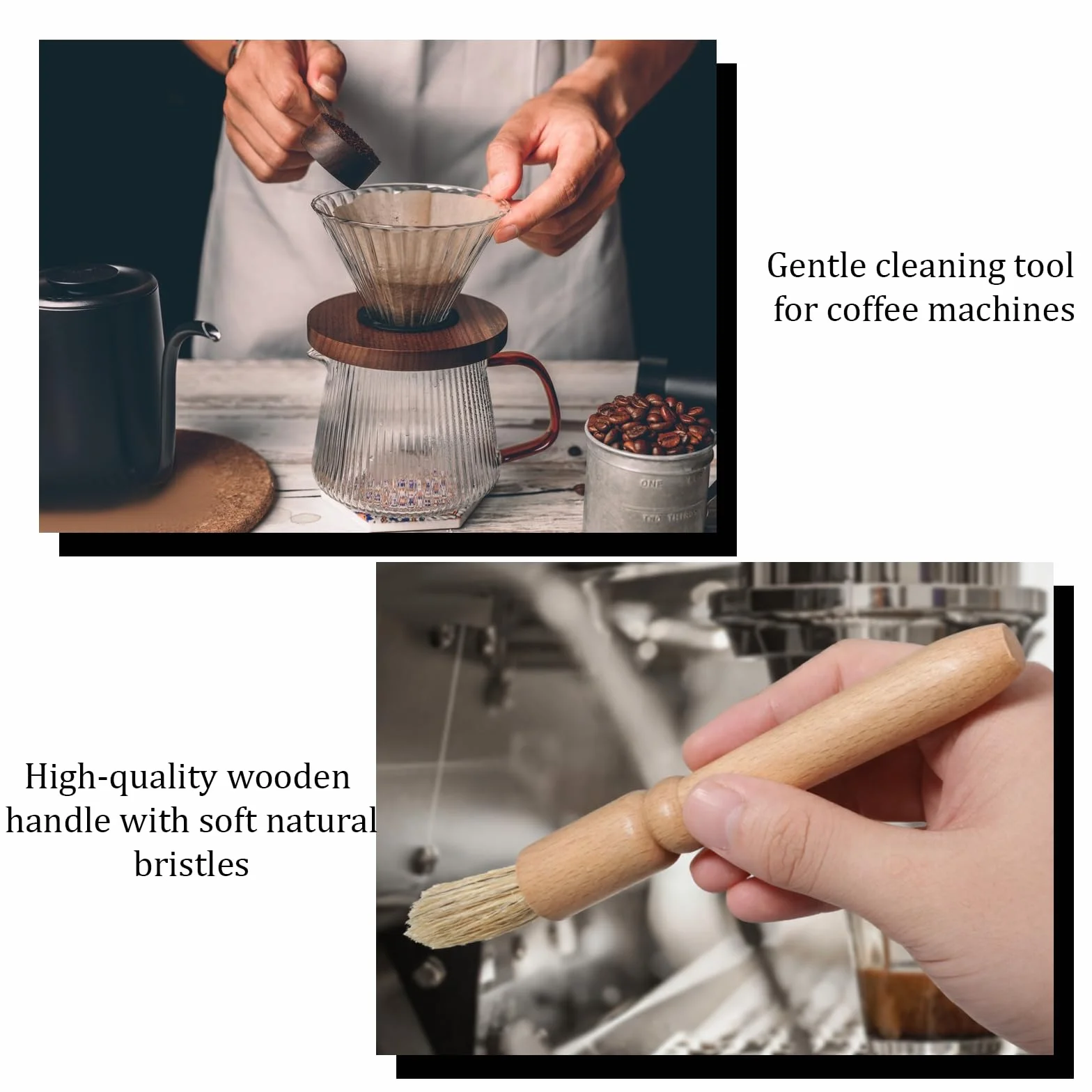 Nylonowy pędzel do kawy, sitko do ekspresu do kawy, 5 sztuk, zestaw pędzli barista, drewniany uchwyt, szczotka do kawy, narzędzie do czyszczenia espresso do młynka do kawy, czyszczenie ekspresu do