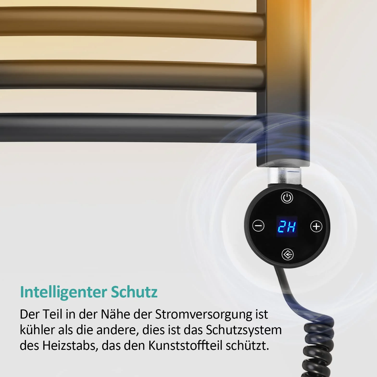 EMKE Pręt grzewczy 900 W z termostatem i ekranem LCD, wkład grzejny stal nierdzewna, czarny