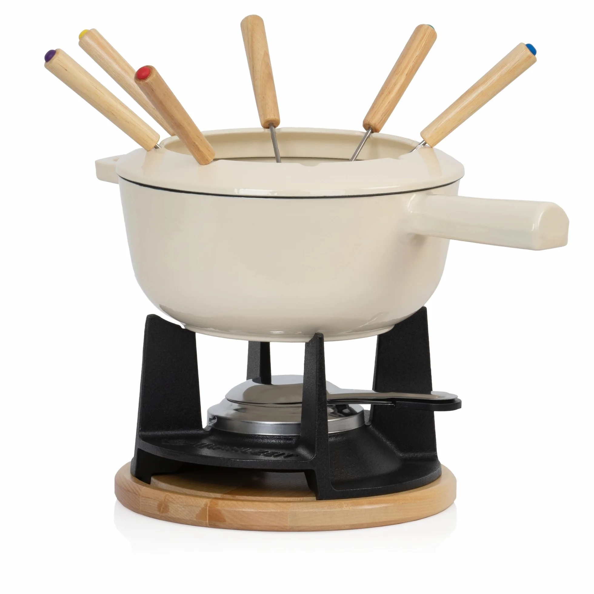 Zestaw do fondue z żeliwa spiżowego Mahlzeit dla 6 osób | 2 litry | Zestaw do fondue 13-częściowy z palnikiem i widelcami | Zestaw do fondue, zestaw do serowego fondue, zestaw do mięsnego fondue