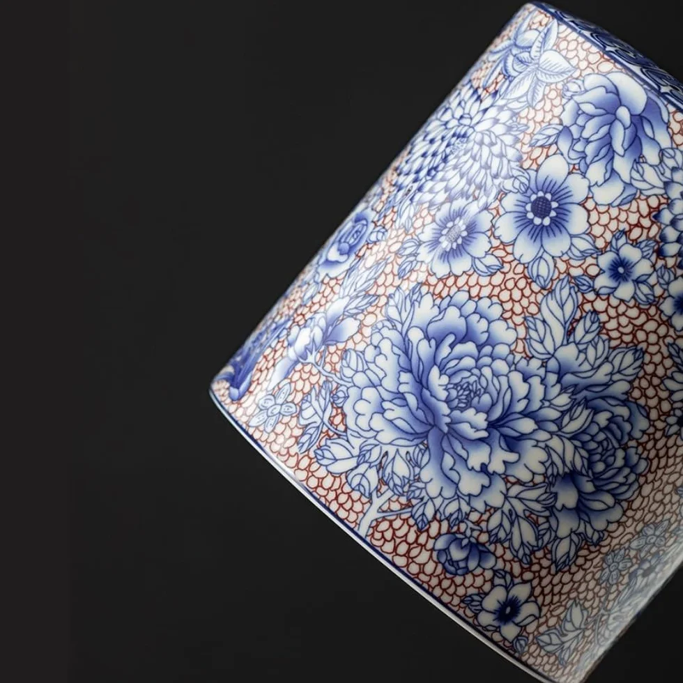 LYGSWDB Pojemnik na herbatę Pojemnik do przechowywania herbaty Jar Ceramiczny szczelnie zamknię słoik Retro Niebiesko-biały porcelanowy zestaw do herbaty Pojedynczy słoik/podwójny słoik Zestaw
