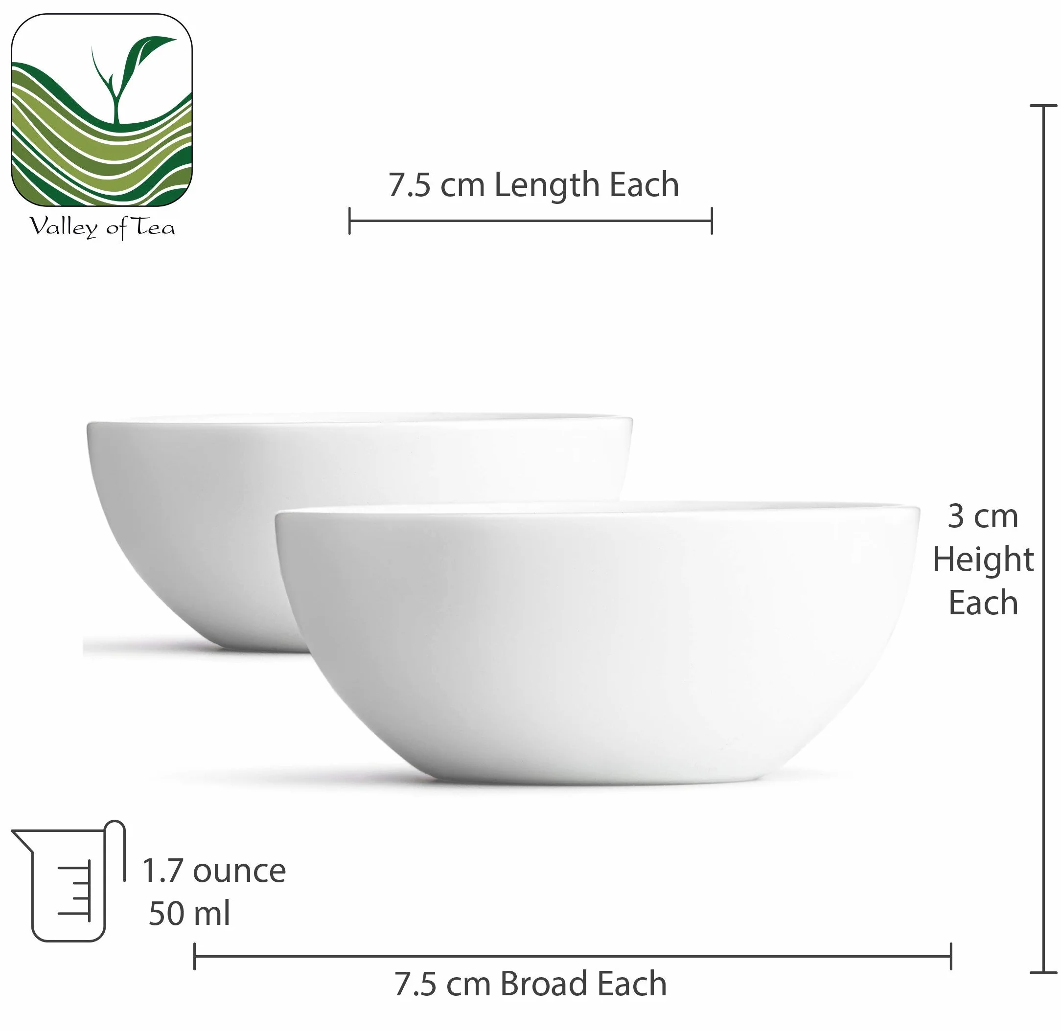 Bone Porcelain Chinese Tea Cup 50 ml - 2 Thin Porcelain Teacups Classic Bowl Shape