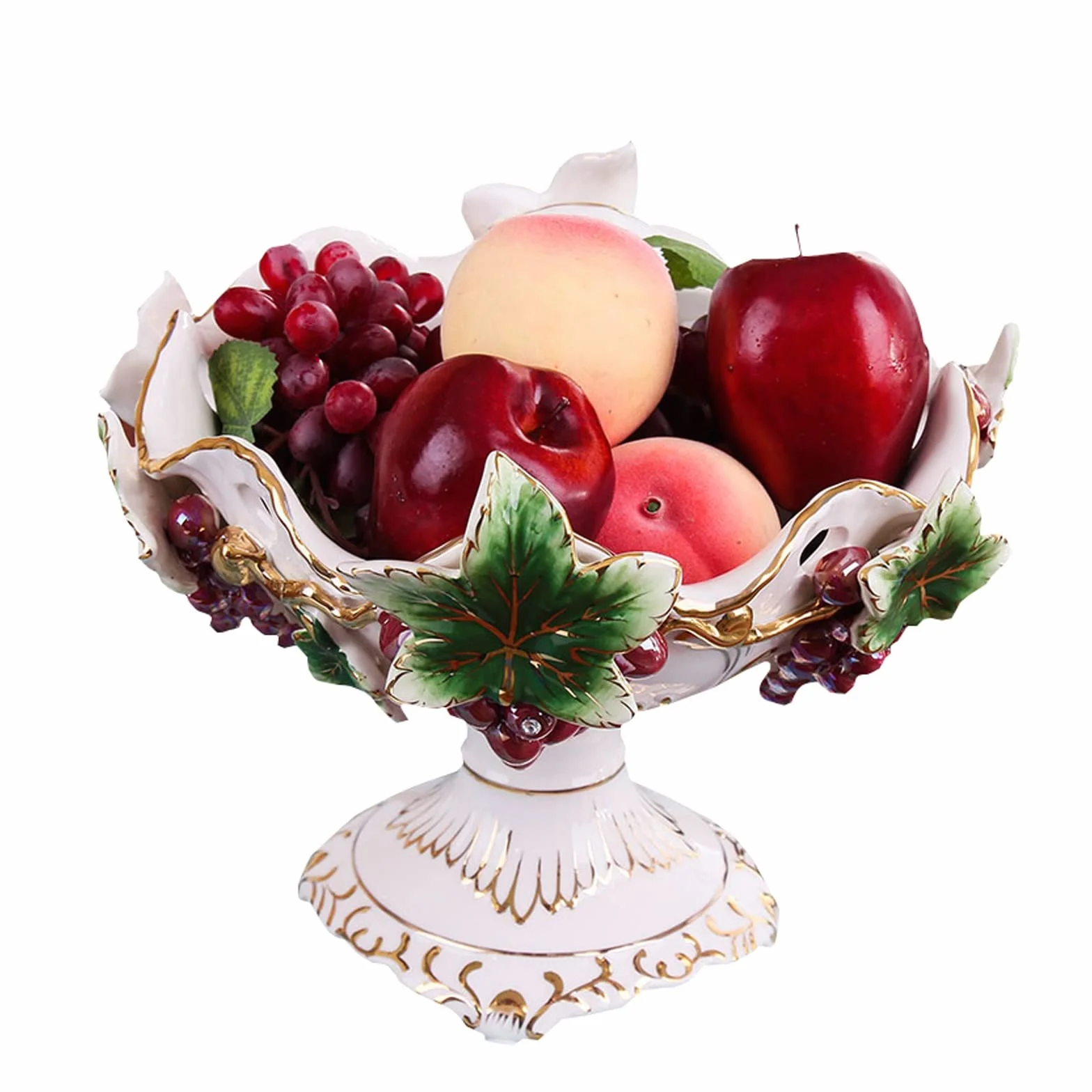 Ceramiczna miska na owoce, Porcelanowy styl dworski cukierki orzechy talerz dekoracja winogron taca, wysokiej klasy przekąski kompot jagoda kosz na owoce(Orange)