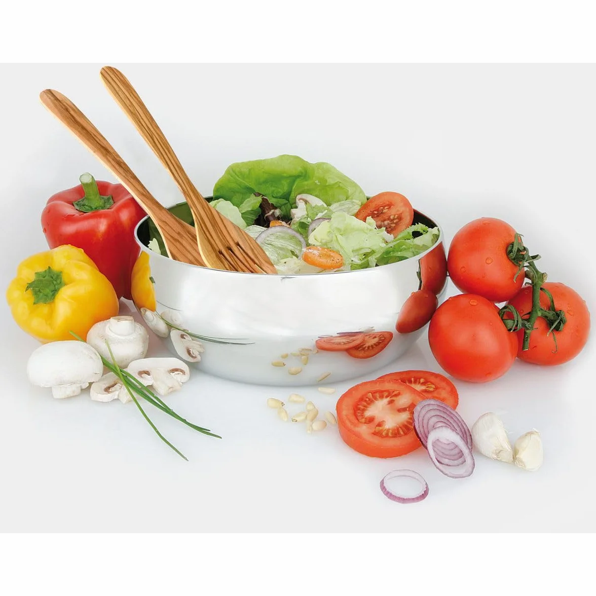 Fackelmann 30855 sztućce sałatkowe drewno oliwkowe nadają się do mycia w zmywarce, 30 cm
