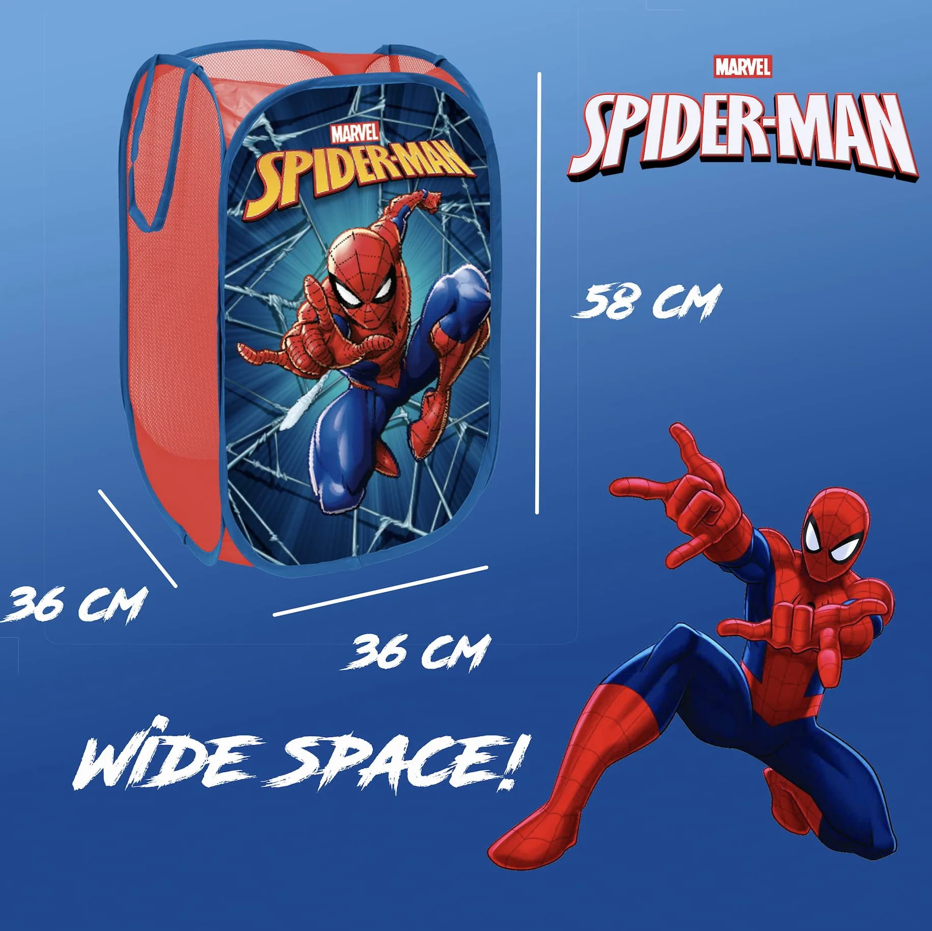 Składany Kosz na Zabawki Spiderman Marvel 36x36x58 cm