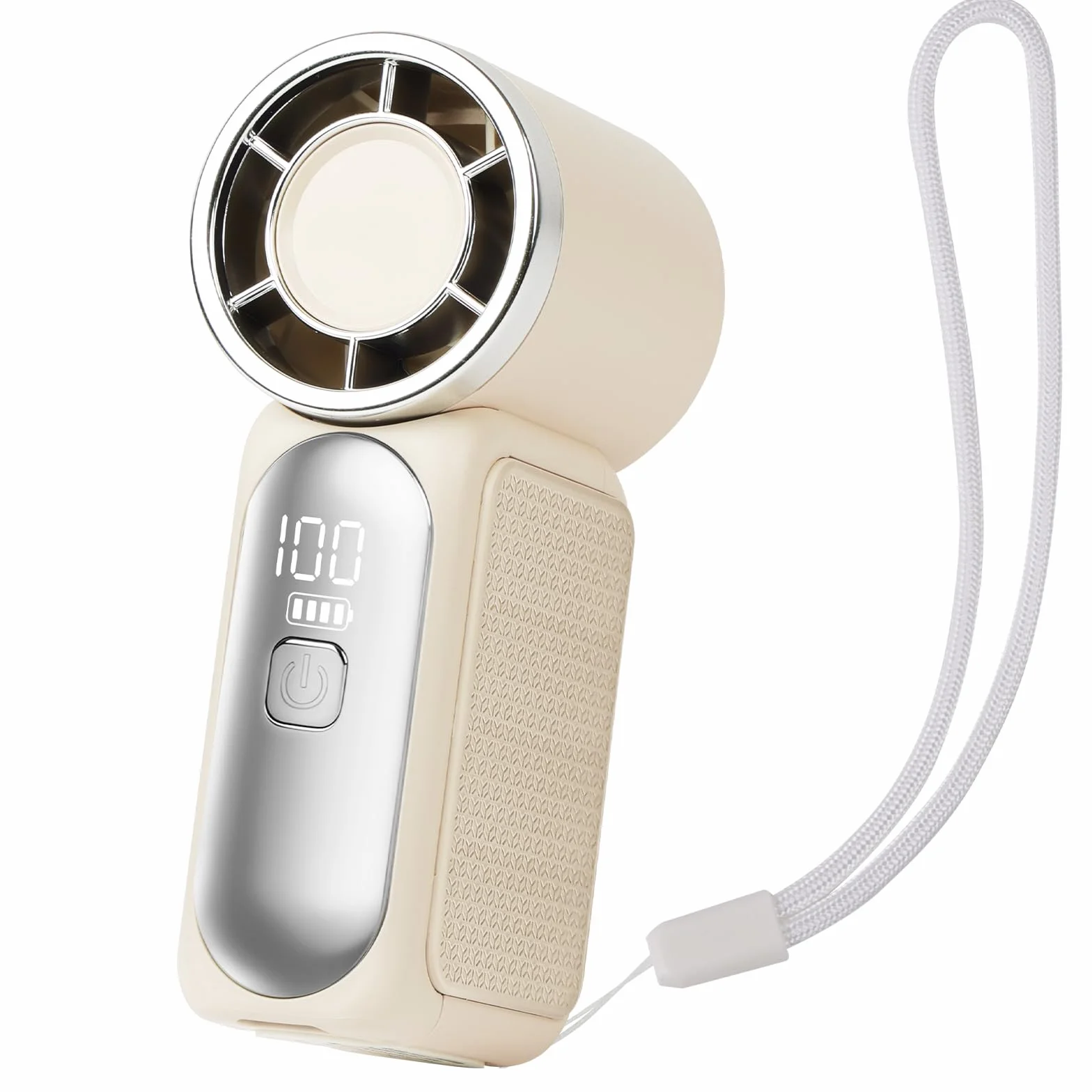AUAUY Przenośny wentylator ręczny, USB mini wentylator z 6 poziomami prędkości, wydajny, ręczny wentylator z wyświetlaczem LED, mały, ręczny do podróży, biura, na zewnątrz, do makijażu (biały)