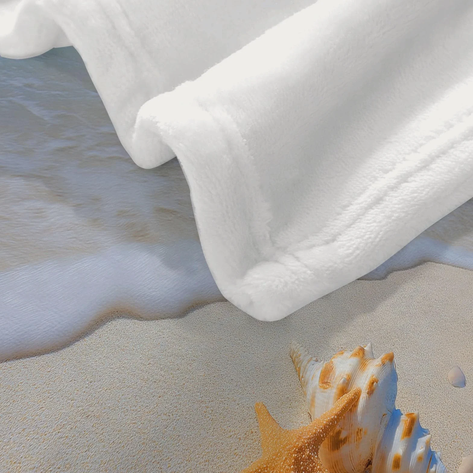 Nature Photography ultramiękki koc flanelowy, pluszowy, ciepły, plażowy, ocean, muszle, nadruk, lekki koc na łóżko, na sofę, podróż, dla dzieci i dorosłych