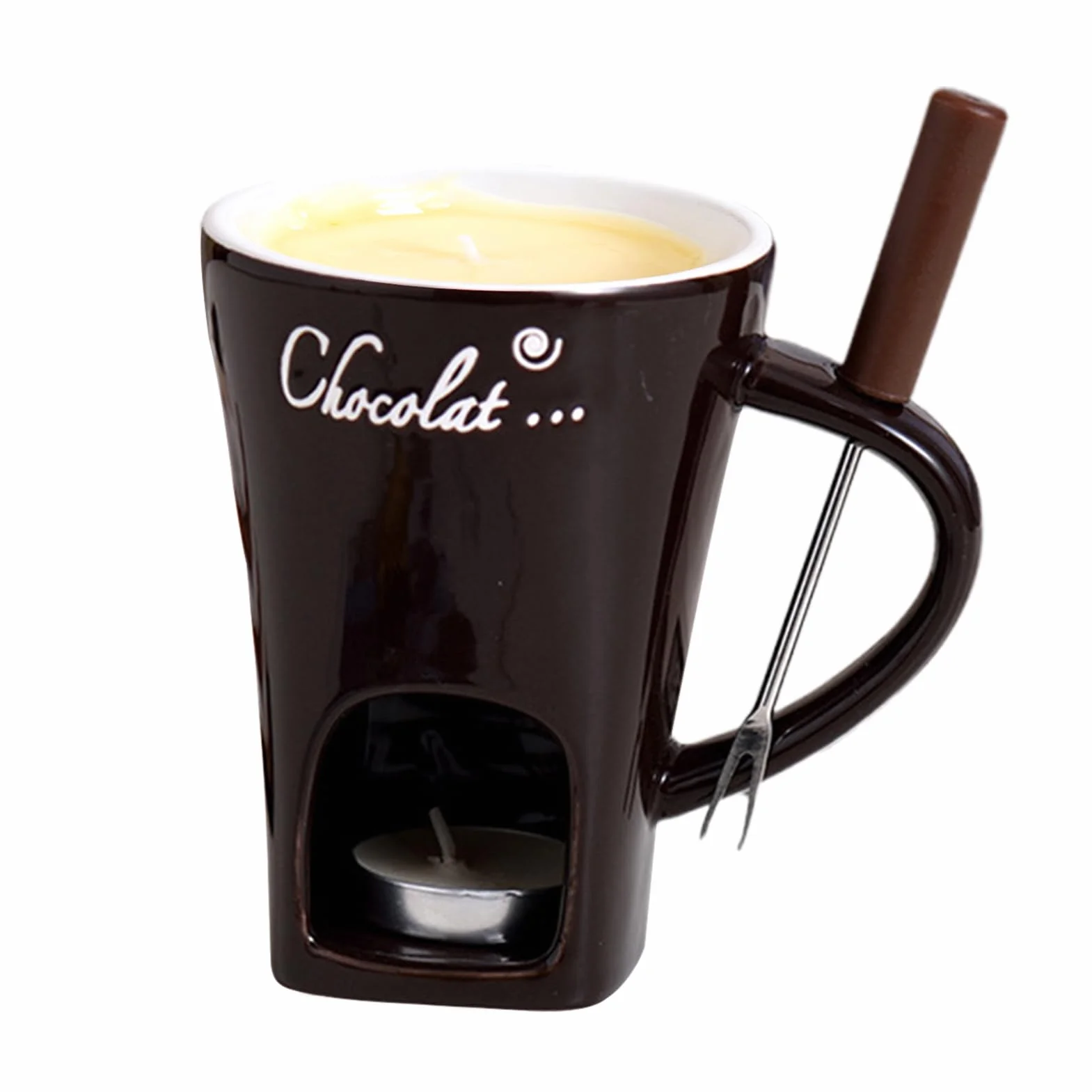 Kubek Do Fondue,Ceramiczny Garnuszek Do Roztapiania Czekolady,Przenośny Zestaw Kubka Hot Pot | Owoców Morza Obiad Deser Sos Ser Cukierek Ser Urodziny Randka Noc Pikniki Impreza Rodzina