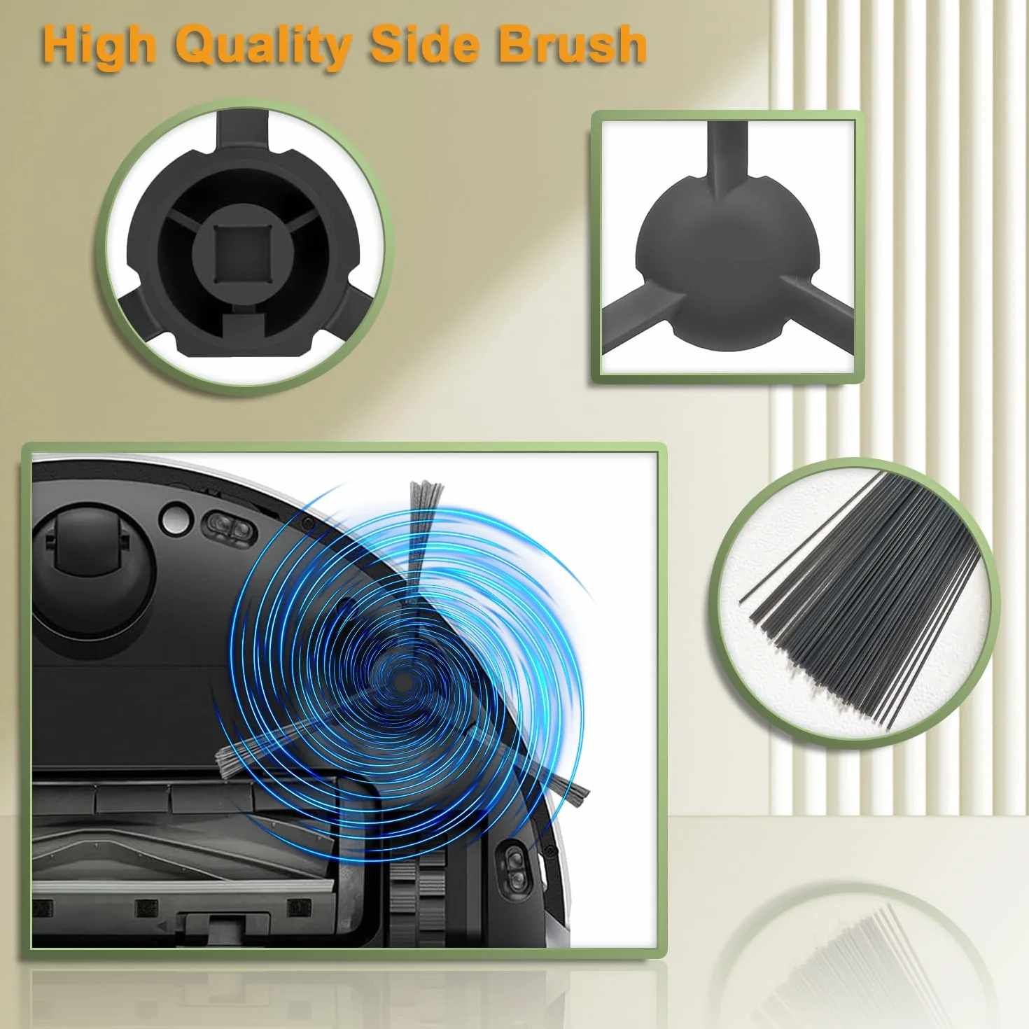 6 szczotek bocznych do odkurzacza Dreame L10s Pro/D10 Plus/D9s Plus/L10s Ultra/L20 Ultra/L10s Pro Ultra/L10s Pro Ultra Heat/L10s Pro Gen 2/L10s Plus/L10 Prime/X30 Ultra, Mova E30 Ultra.