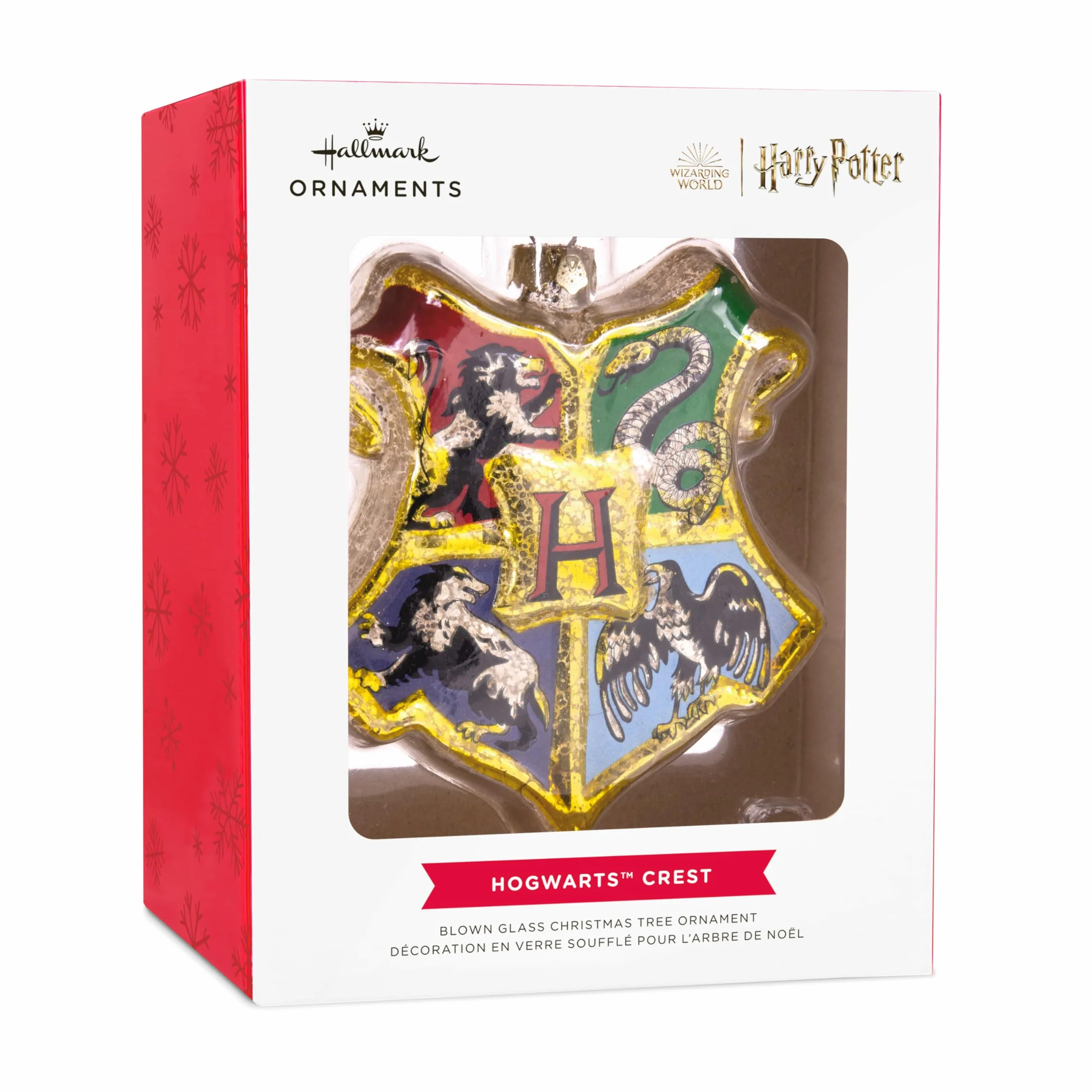 Hallmark Szklana ozdoba Hogwartu Harry'ego Pottera z herbem - Gryffindor Slytherin Ravenclaw Hufflepuff