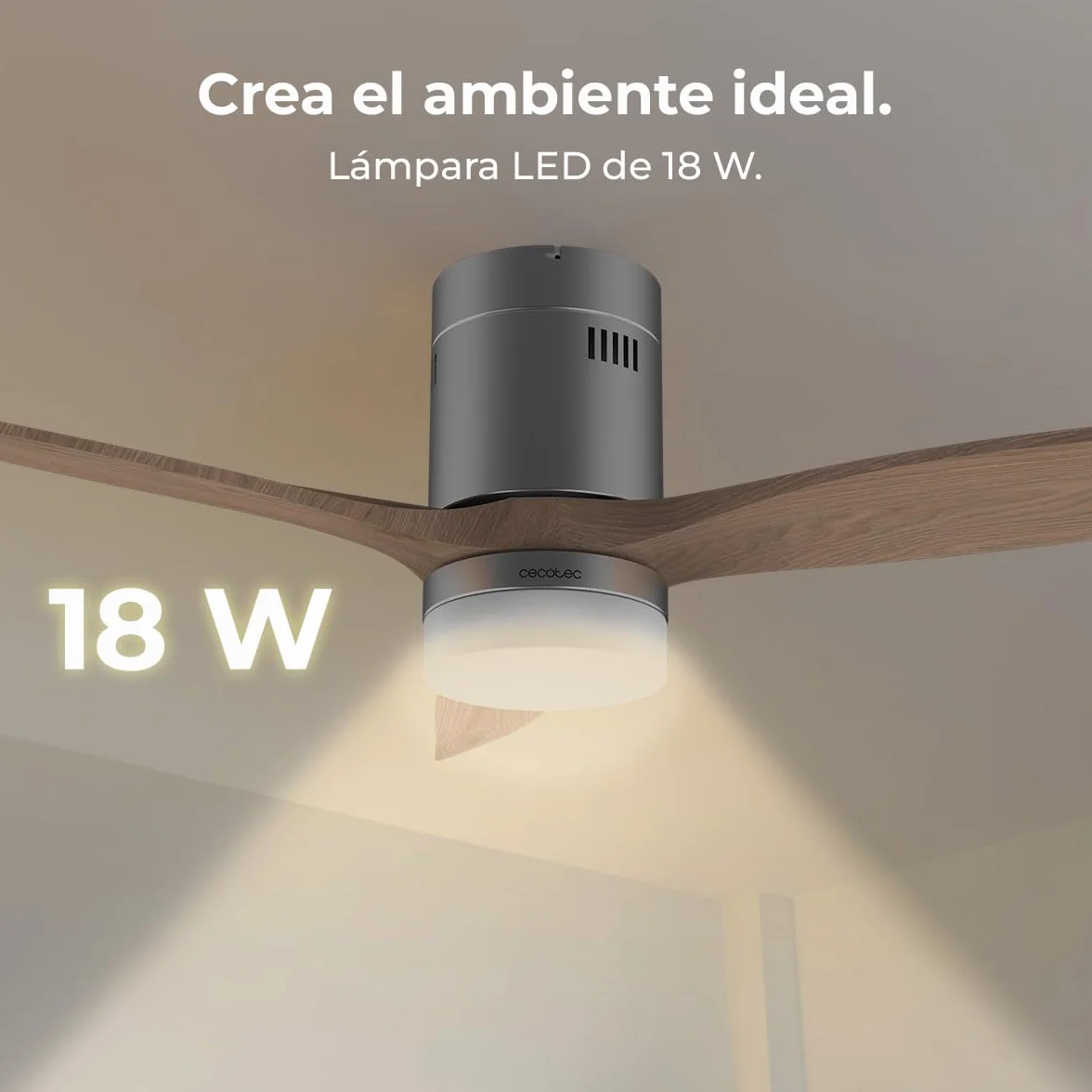 Cecotec Wentylator sufitowy LED Energysilence Aero 5600 Classic Steel. 40 W, silnik DC, średnica 132 cm, 3 łopatki, LED 18 W, timer, 6 prędkości, pilot zdalnego sterowania, funkcja lato/zima