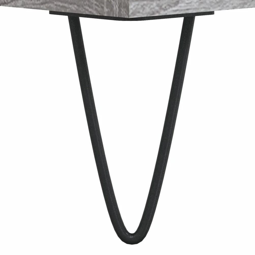 Sonoma szara drewniana szafka na płyty z żelaznymi nogami, 100 x 38 x 48 cm, regał multimedialny, regał na płyty winylowe, do przechowywania multimediów, do salonu lub biura, blat