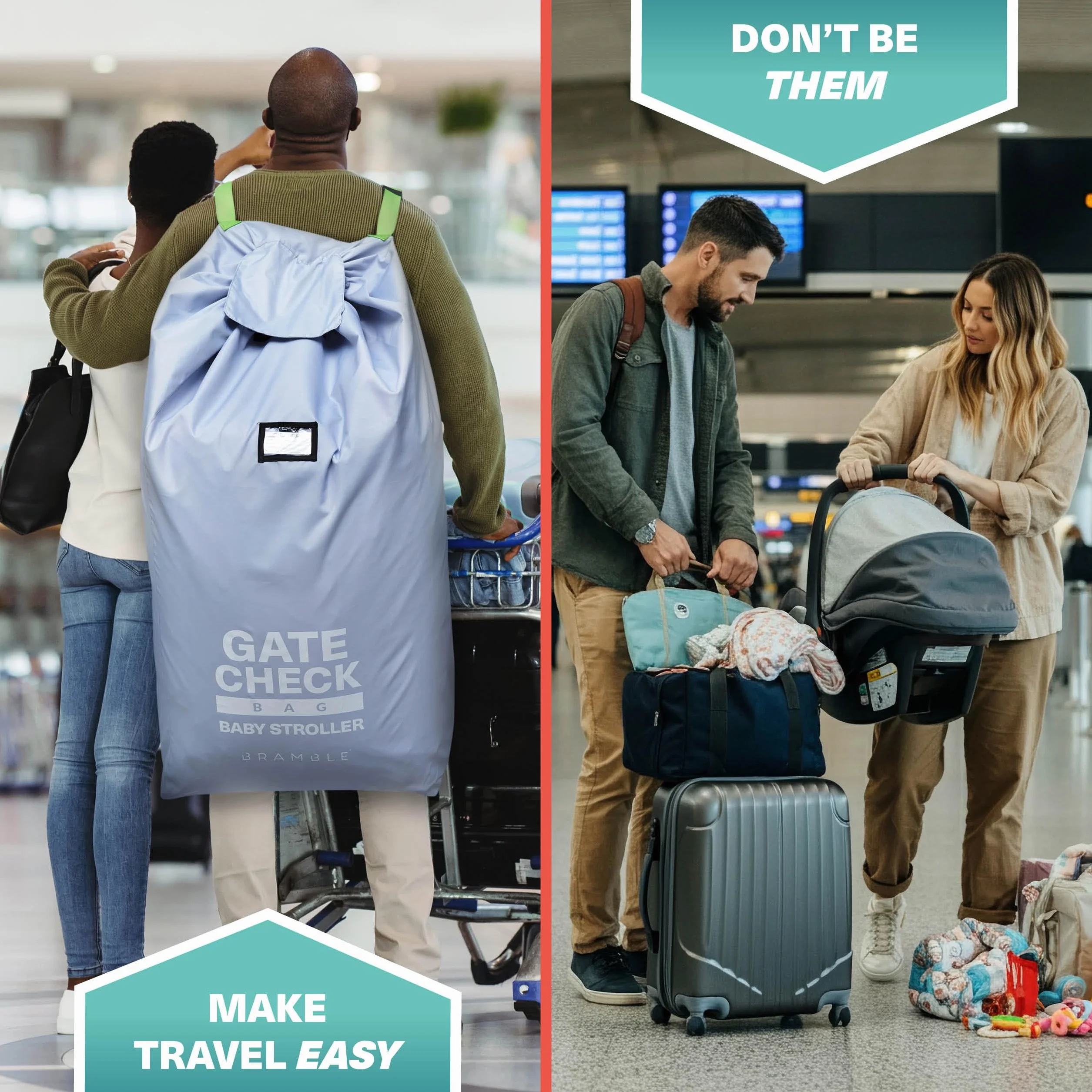 Bramble - XL Gate Check torba transportowa na wózek dziecięcy – podróż samolotem i przechowywanie – wytrzymała i wodoszczelna – duża 116 x 53 x 34 cm